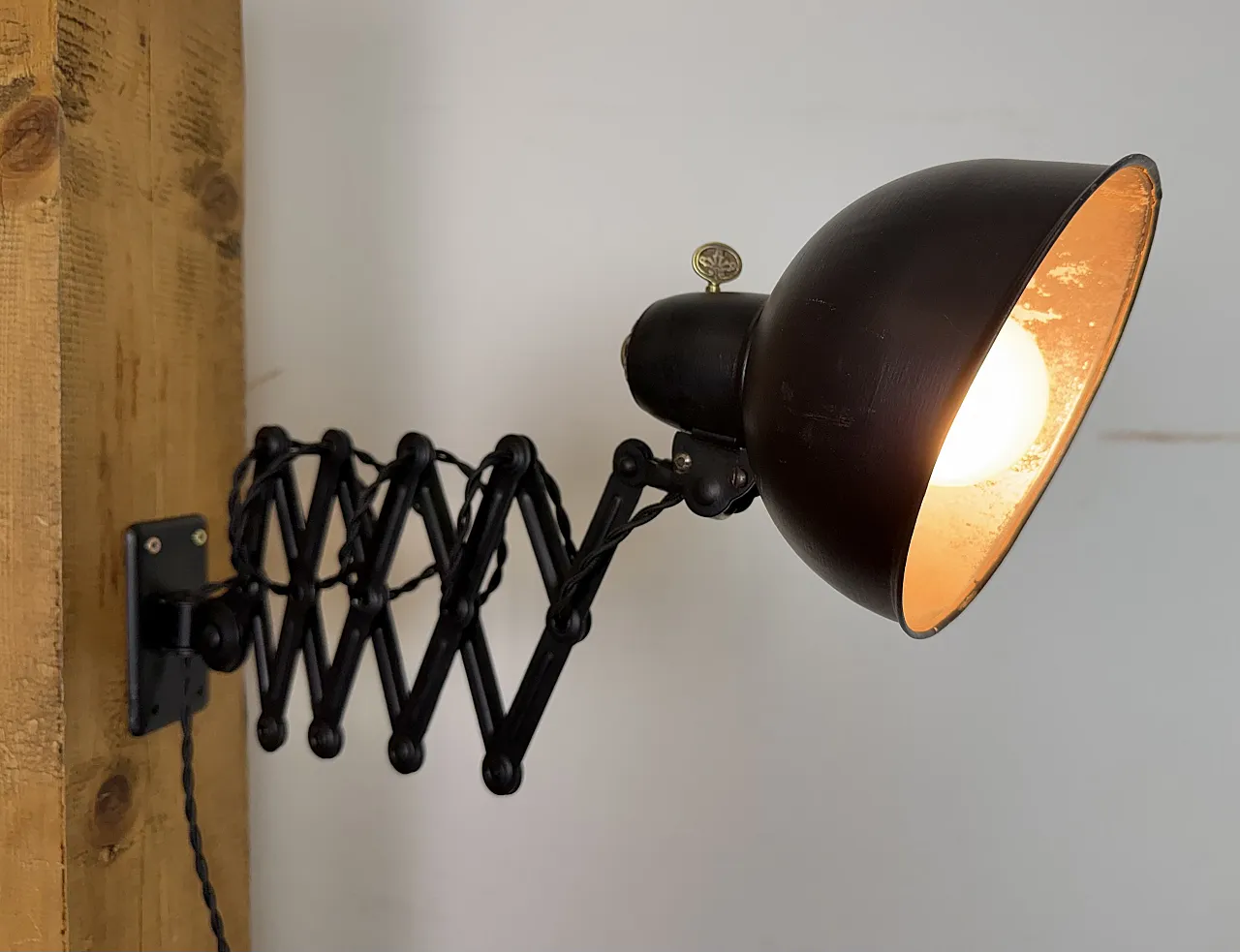 Black Industrial Bauhaus Scissor Wall Lamp from Kaiser Idell, 1930s 15