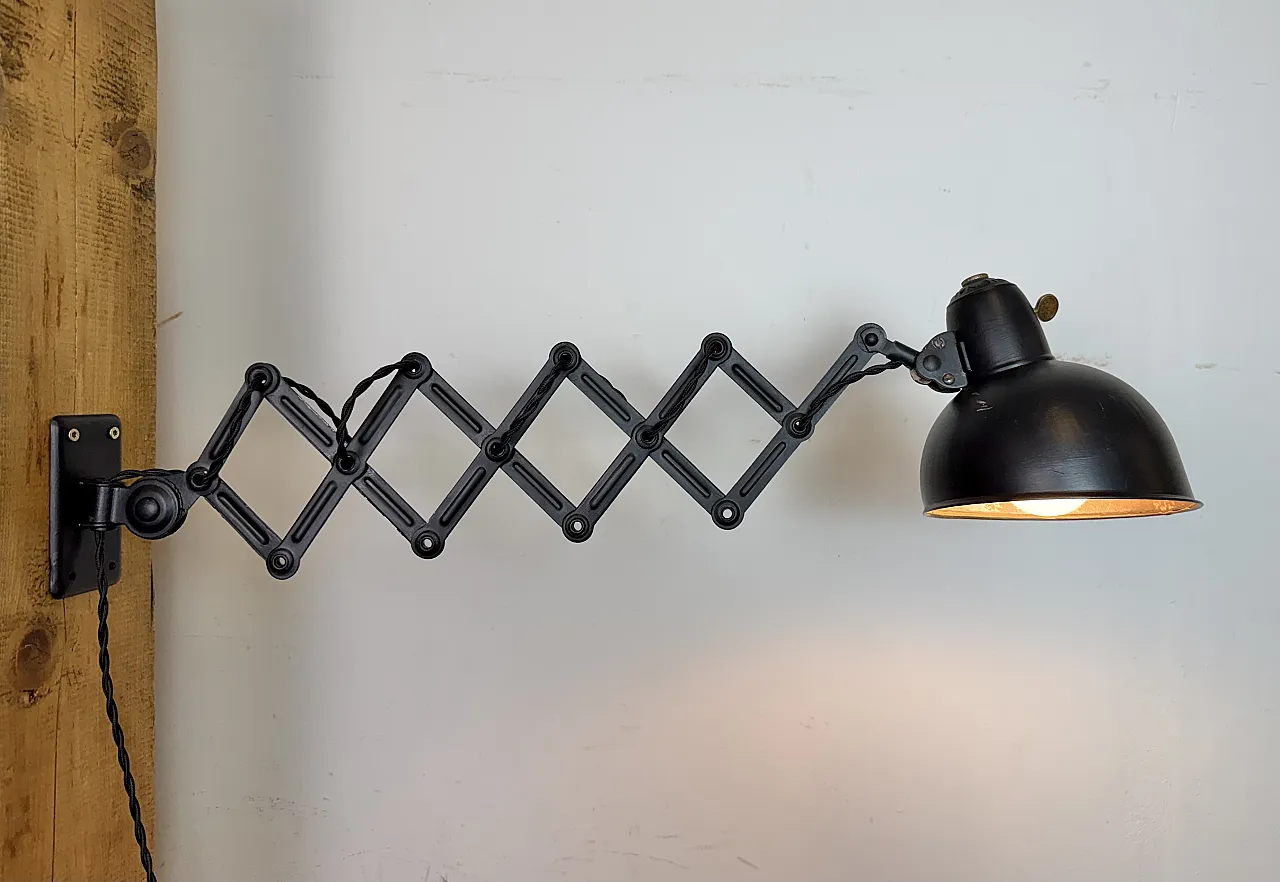 Black Industrial Bauhaus Scissor Wall Lamp from Kaiser Idell, 1930s 16