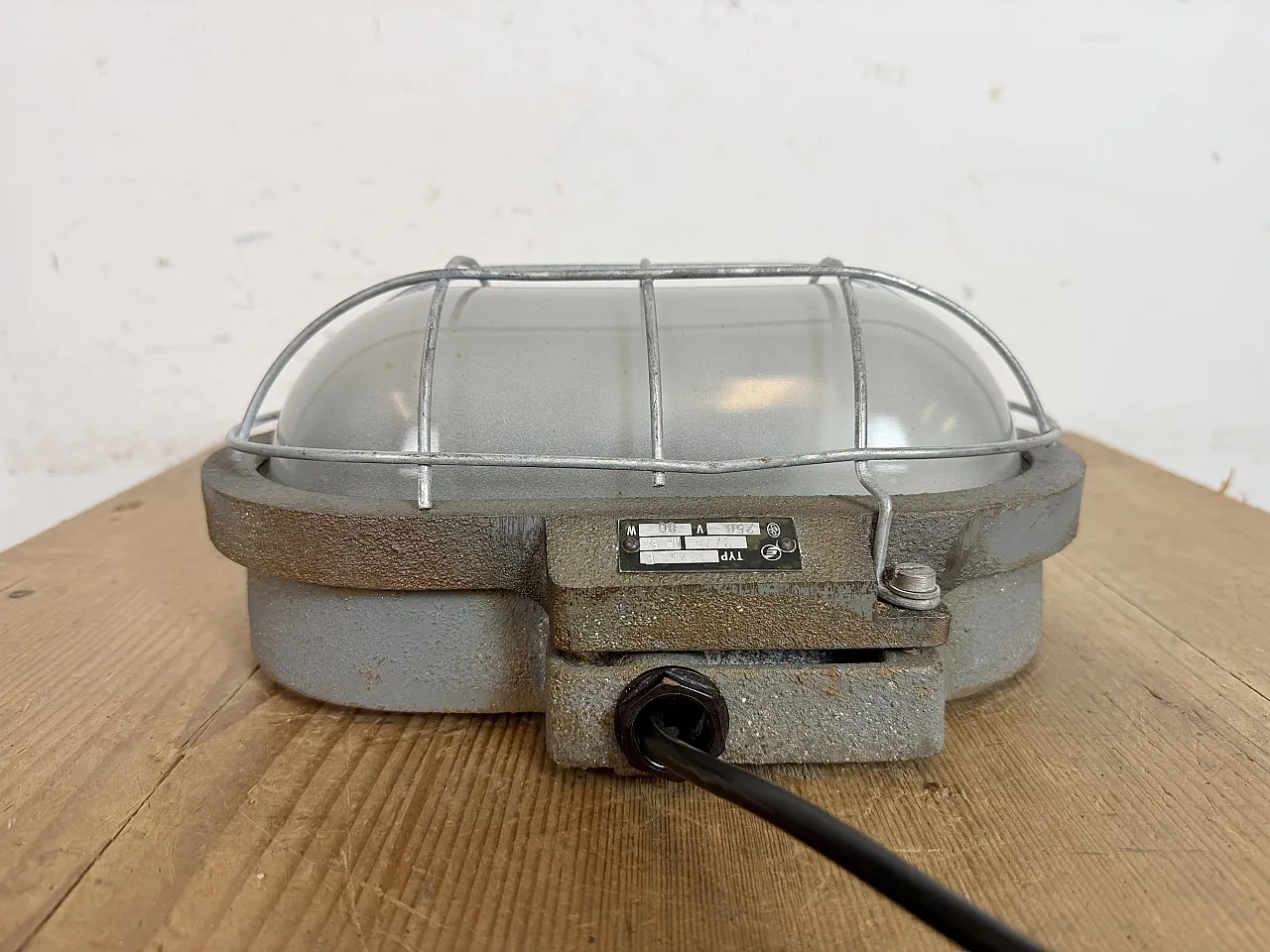 Grey Industrial Cast Iron Wall Light from Elektrosvit, 1960s 7