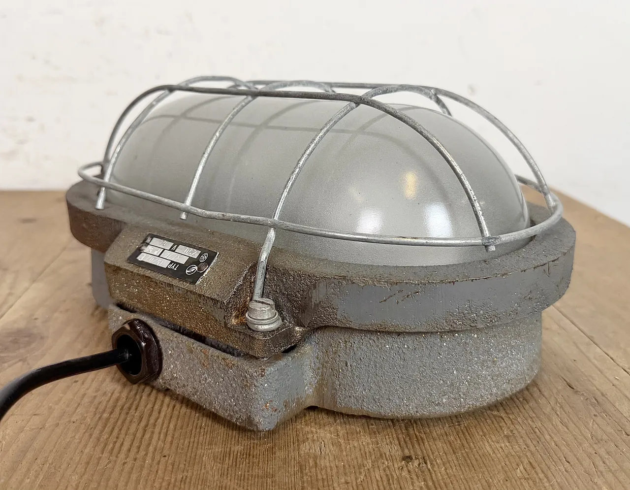 Grey Industrial Cast Iron Wall Light from Elektrosvit, 1960s 8