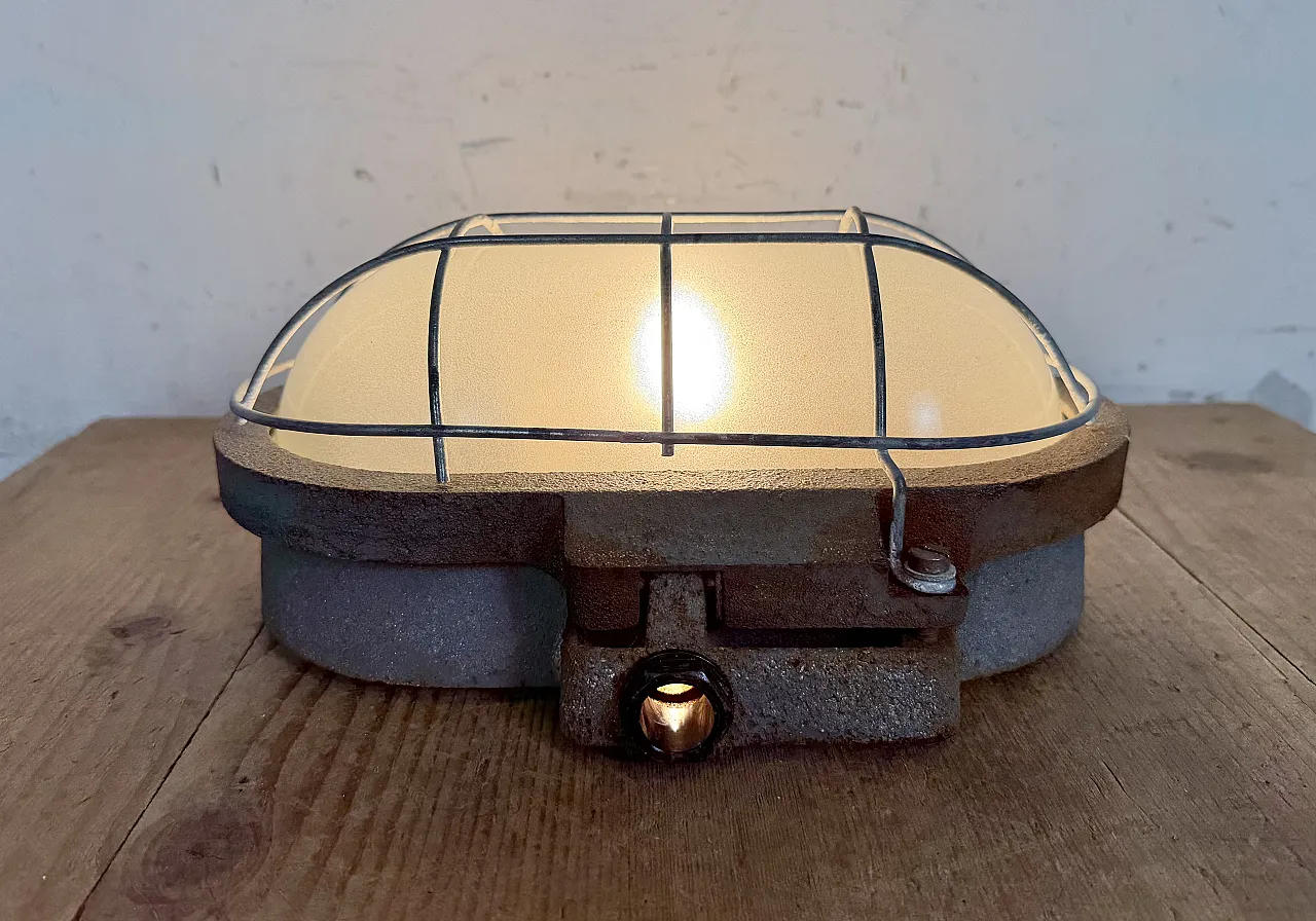 Grey Industrial Cast Iron Wall Light from Elektrosvit, 1960s 15