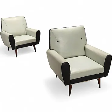 Coppia di poltrone con imbottitura in espanso e molle, '900