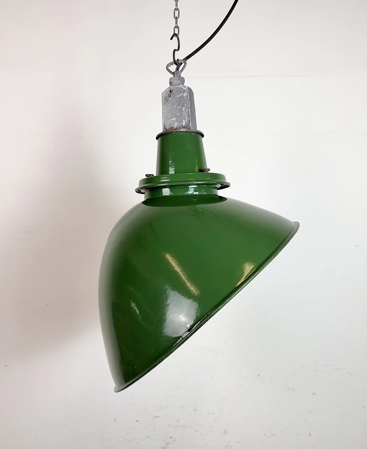 Large Industrial British Green Enamel Factory Pendant Lamp from Benjam 9