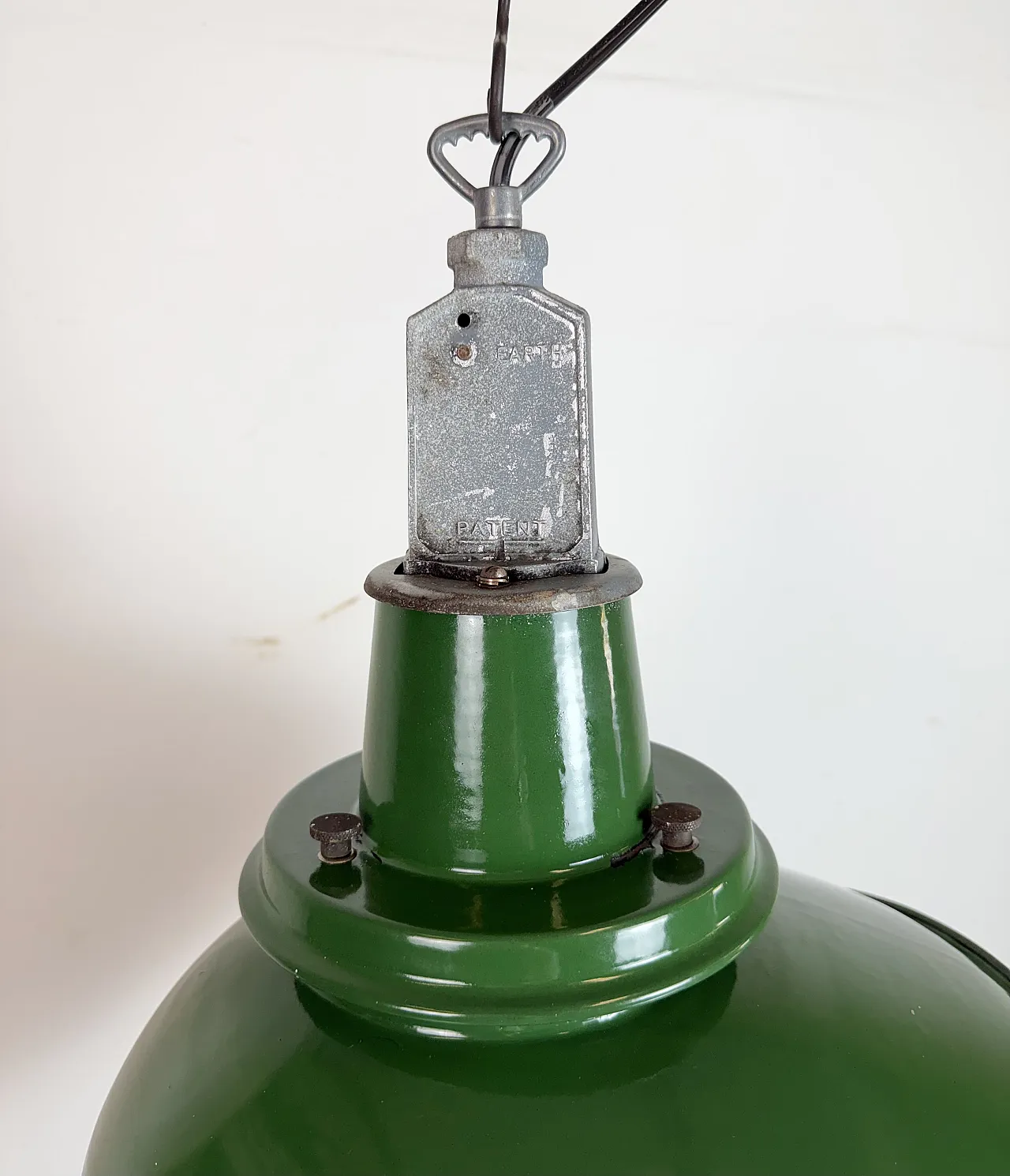 Large Industrial British Green Enamel Factory Pendant Lamp from Benjam 11