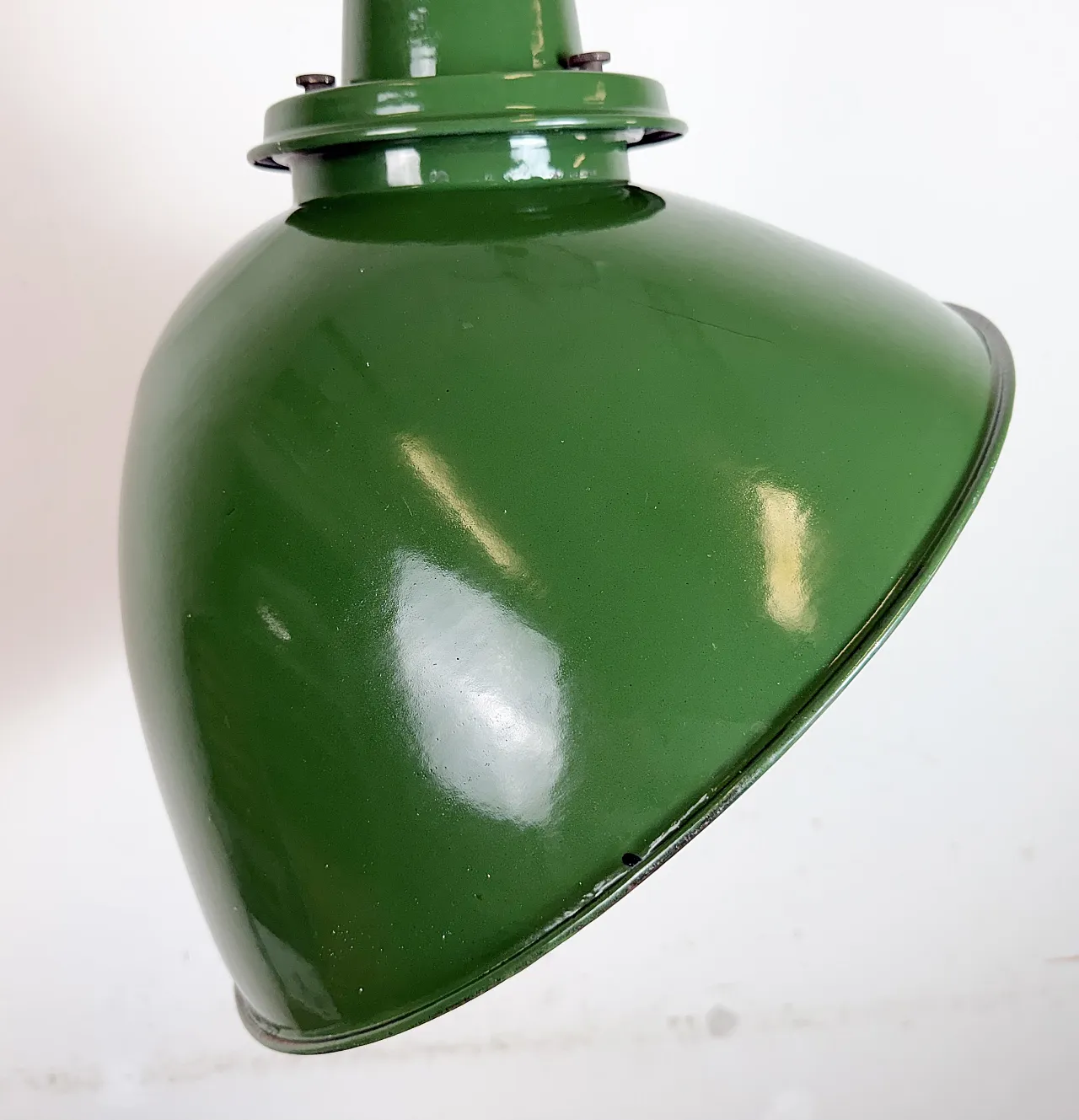 Large Industrial British Green Enamel Factory Pendant Lamp from Benjam 12