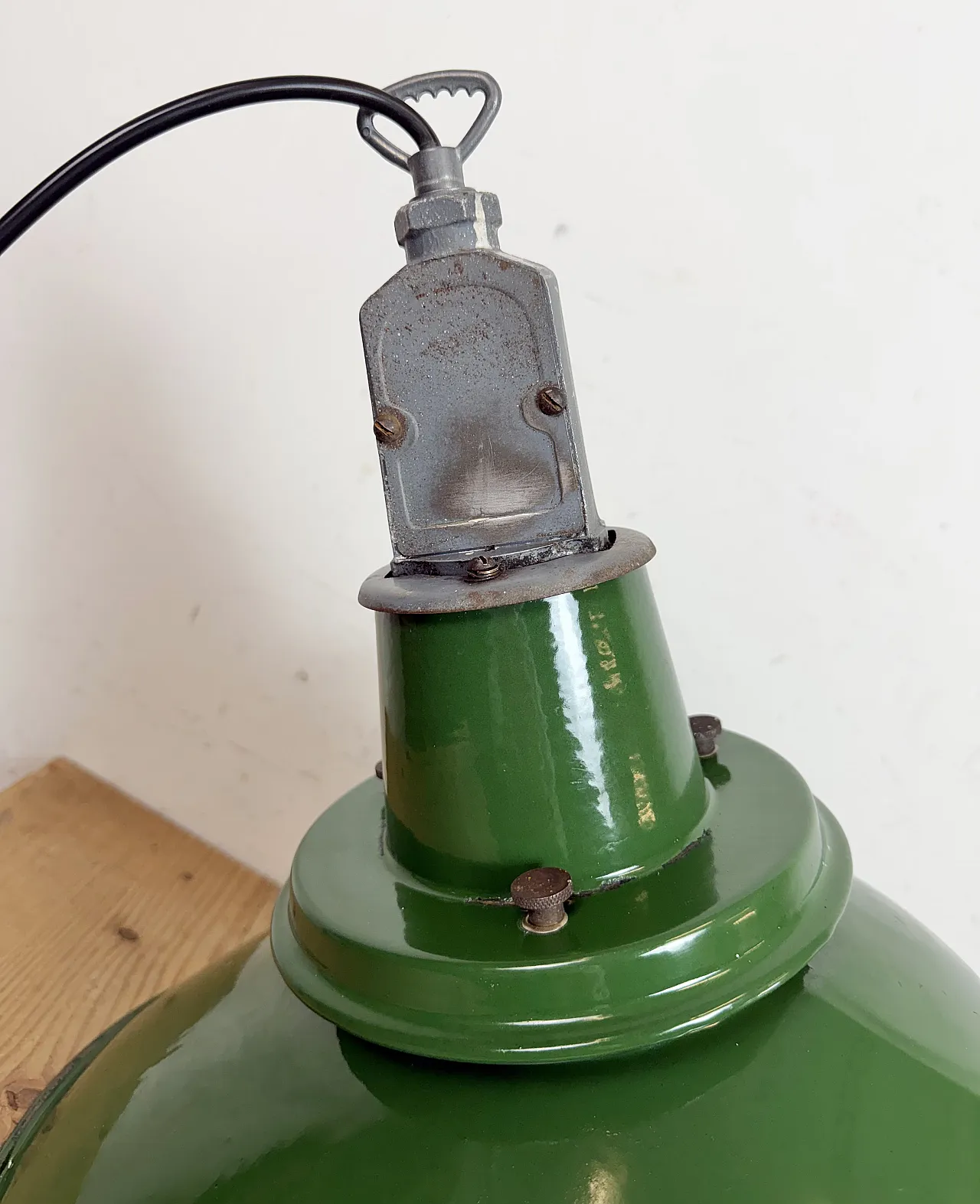 Large Industrial British Green Enamel Factory Pendant Lamp from Benjam 15