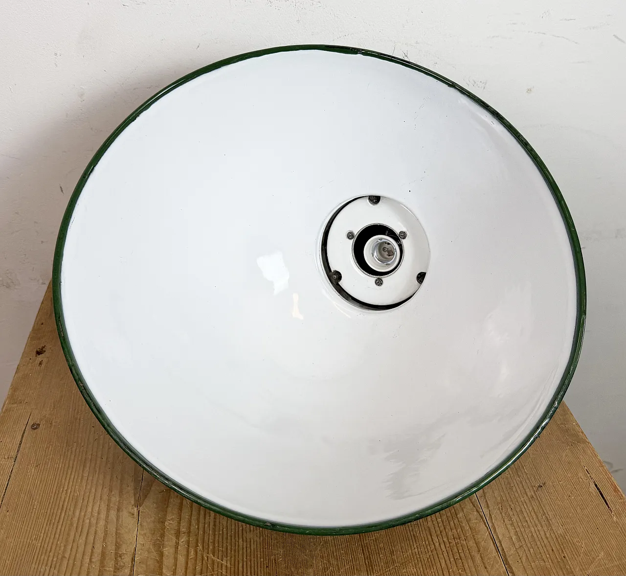 Large Industrial British Green Enamel Factory Pendant Lamp from Benjam 19