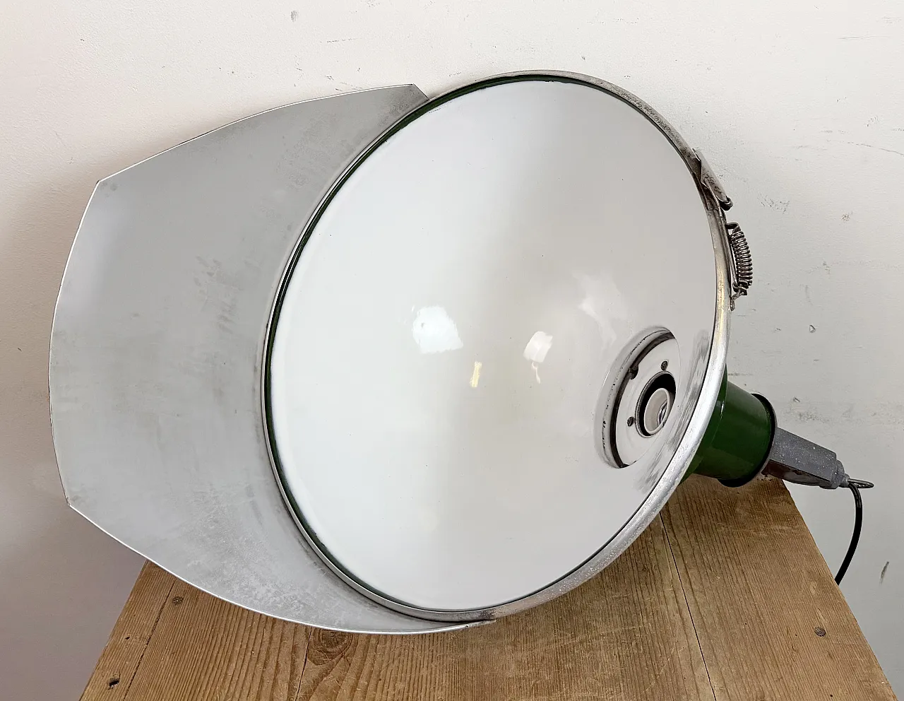 Large Industrial British Green Enamel Factory Pendant Lamp from Benjam 20