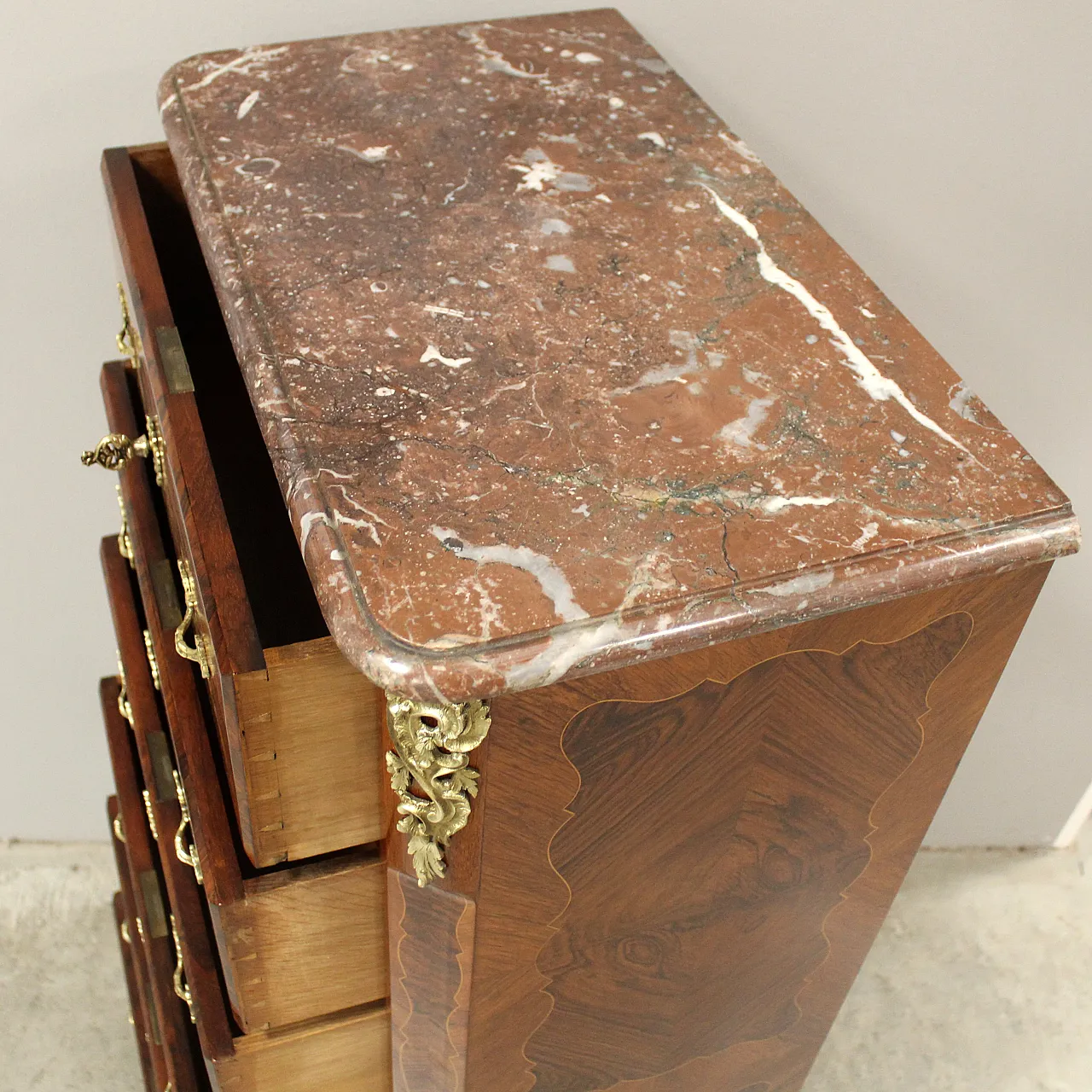 Settimanale settimino cassettiera Napoleone III intarsiato '800 12