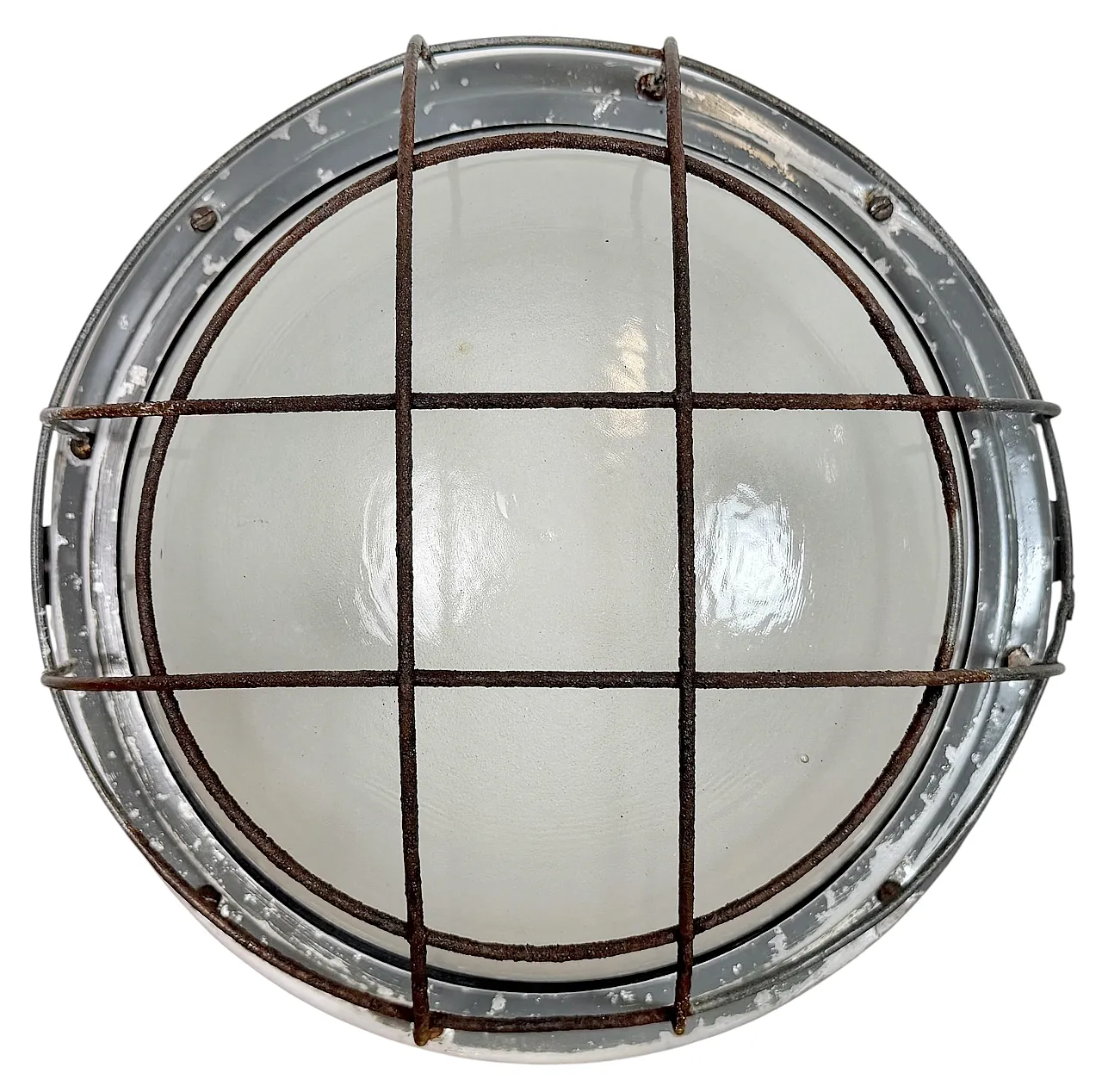 Industrial Grey Wall Light with Milk Glass from Elektrosvit, 1970s 1