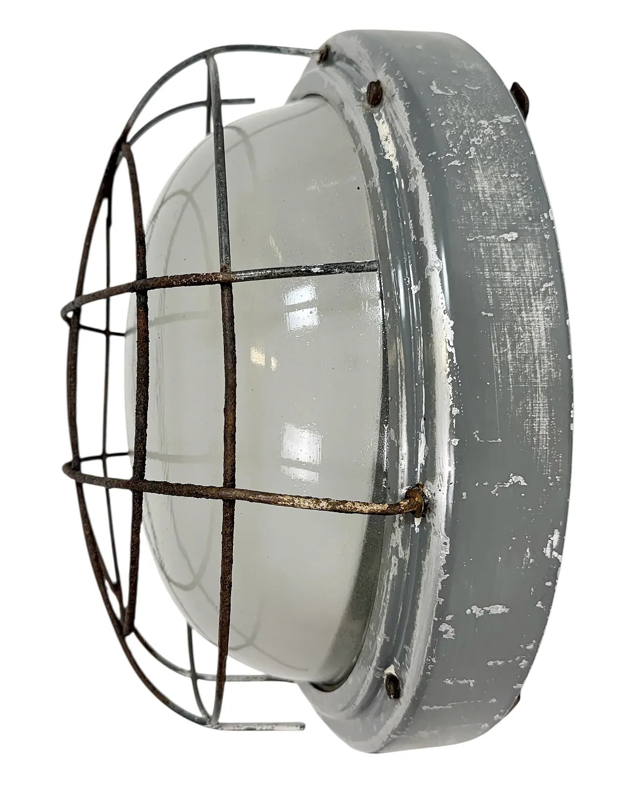 Industrial Grey Wall Light with Milk Glass from Elektrosvit, 1970s 2