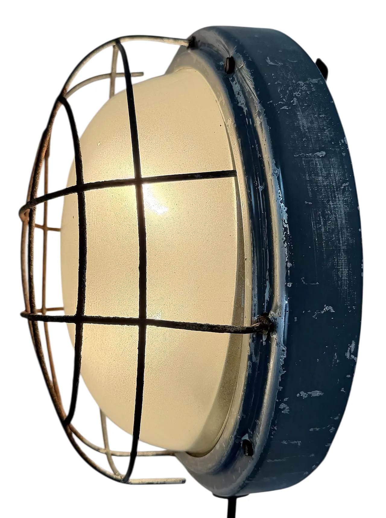 Industrial Grey Wall Light with Milk Glass from Elektrosvit, 1970s 3