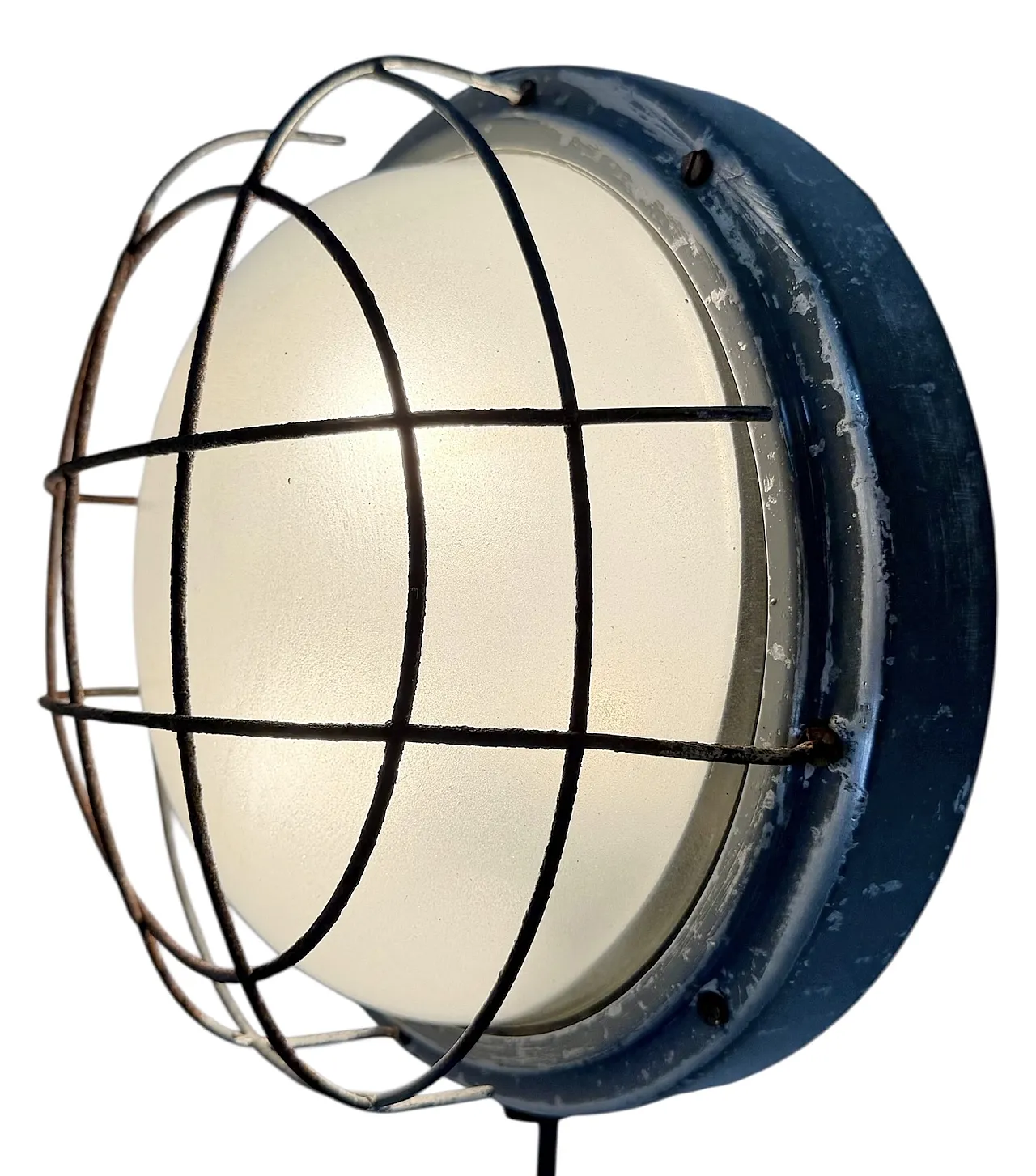 Industrial Grey Wall Light with Milk Glass from Elektrosvit, 1970s 4