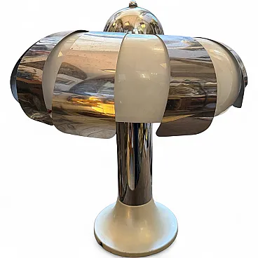 Space Age steel and glass mushroom table lamp, 1960s
