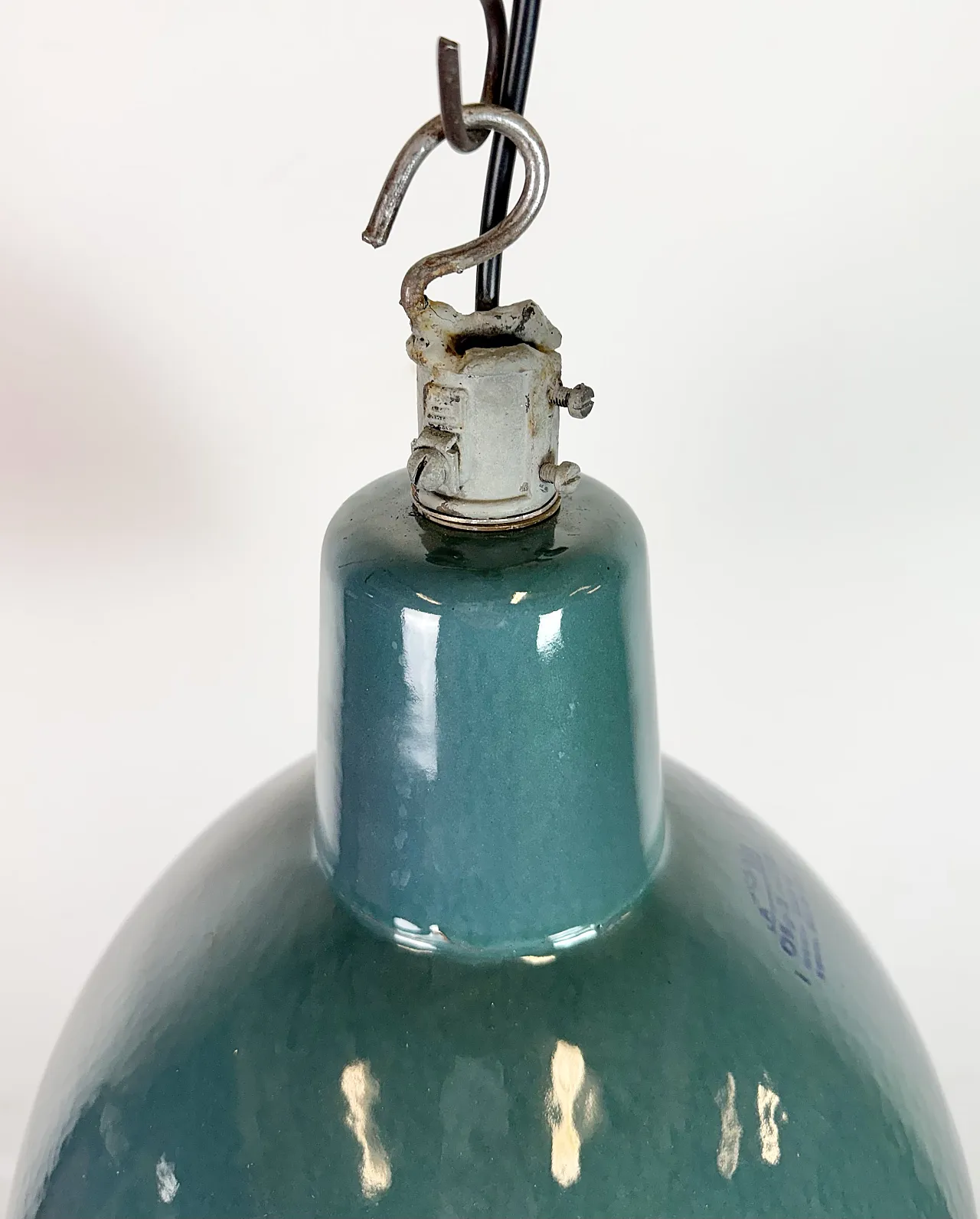 Industrial Petrol Enamel Factory Pendant Lamp, 1960s 6