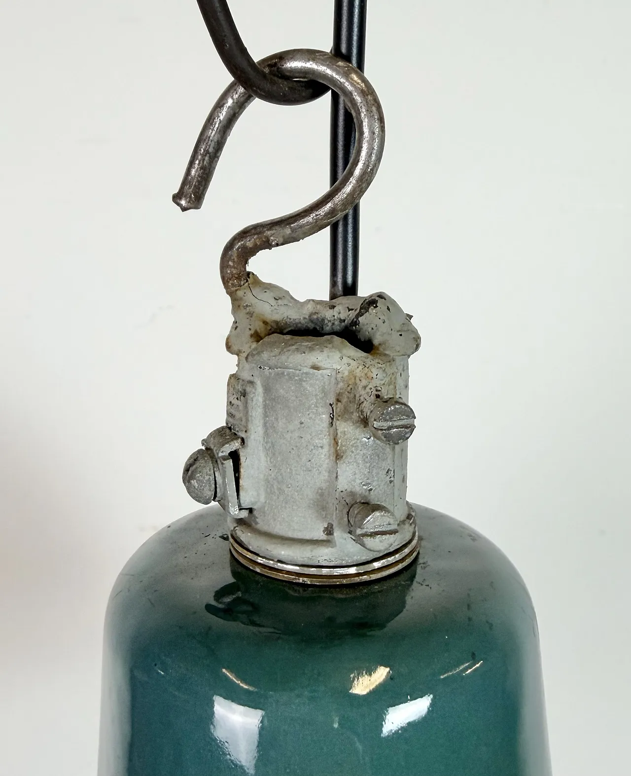 Industrial Petrol Enamel Factory Pendant Lamp, 1960s 7