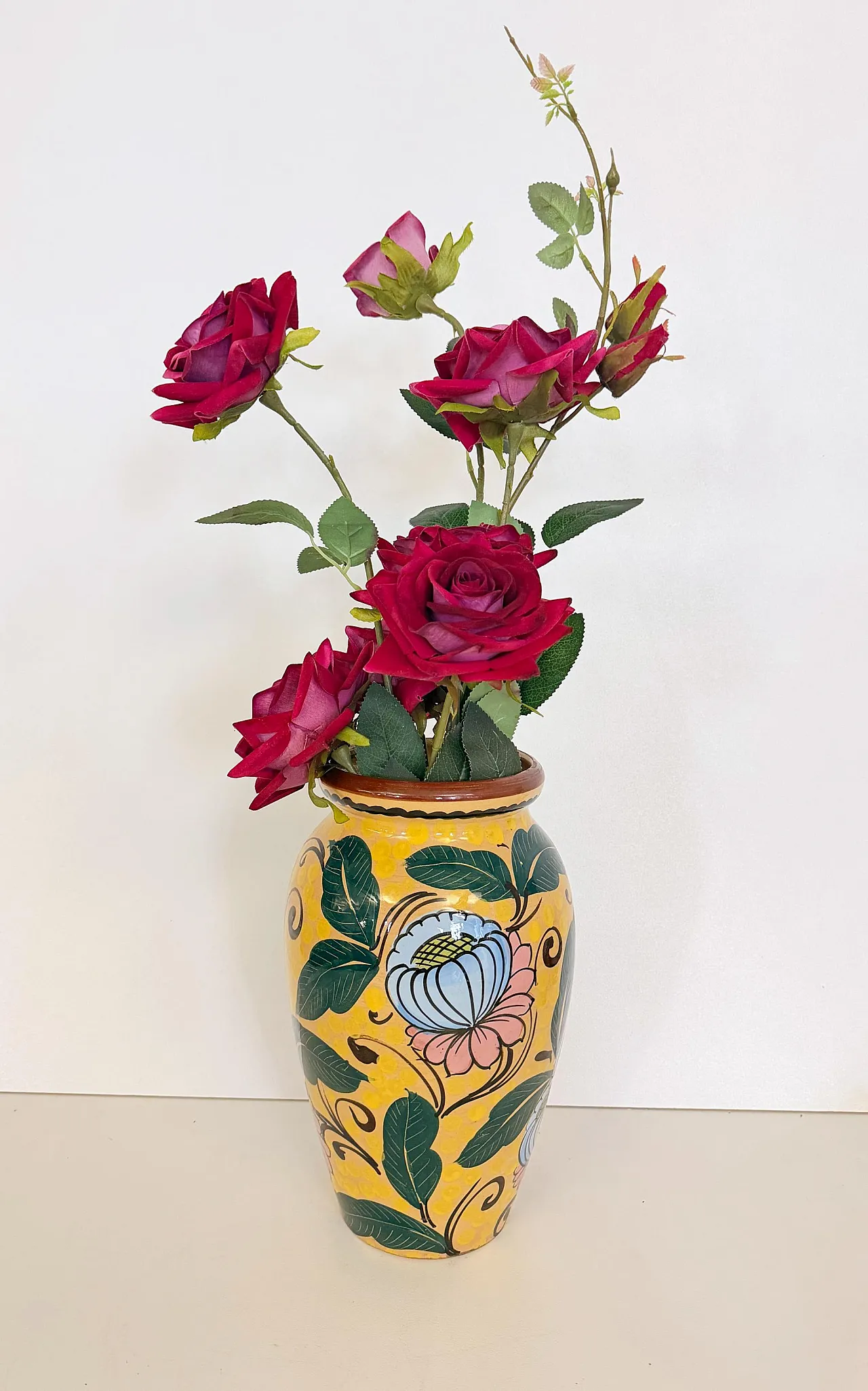 Art Deco glazed earthenware Vase with Futurist Floral Motifs, 30s 2