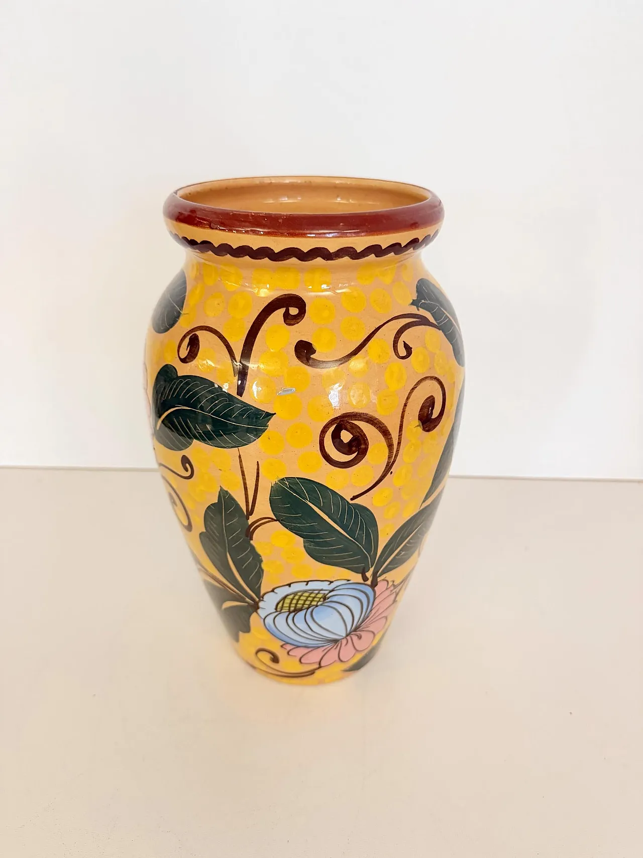 Art Deco glazed earthenware Vase with Futurist Floral Motifs, 30s 5