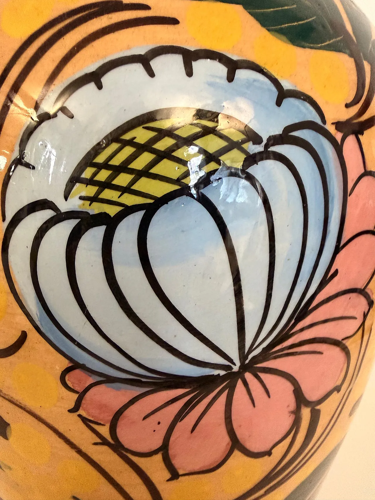 Art Deco glazed earthenware Vase with Futurist Floral Motifs, 30s 7