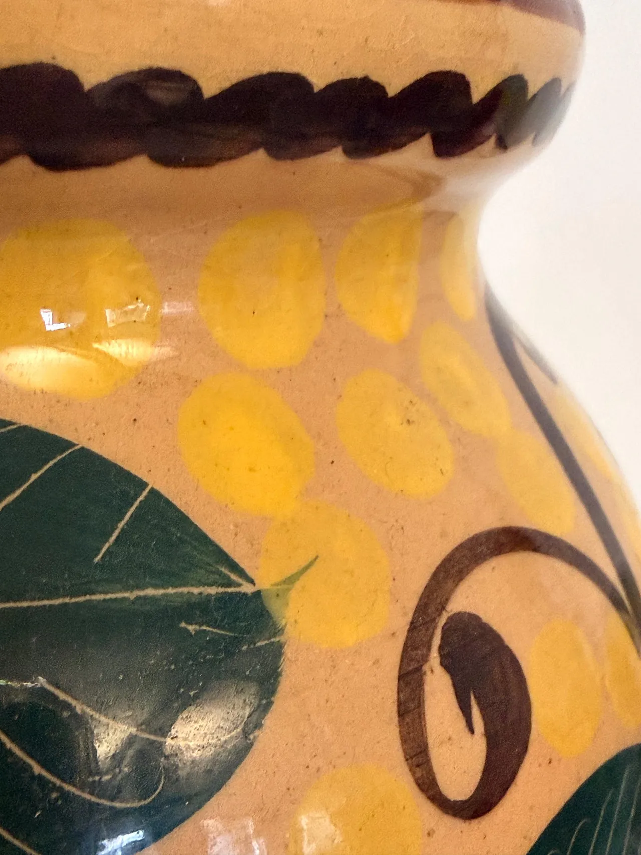 Art Deco glazed earthenware Vase with Futurist Floral Motifs, 30s 8