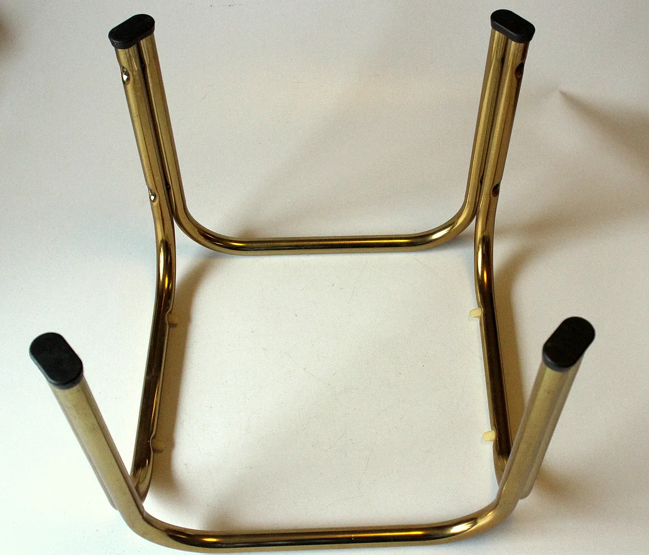 Brass side table plant stand with a smoked glass plate, 70s 6