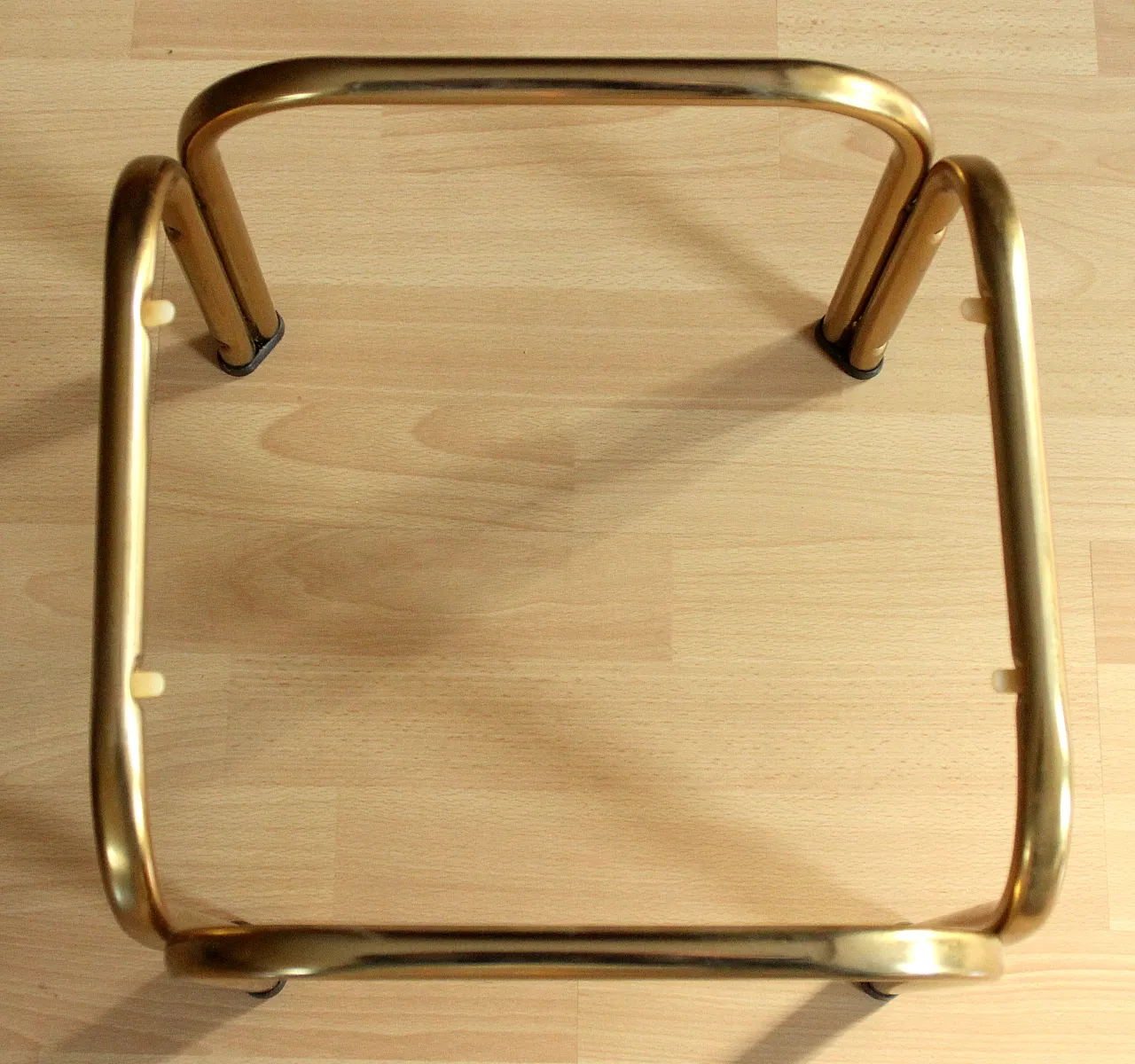 Brass side table plant stand with a smoked glass plate, 70s 10