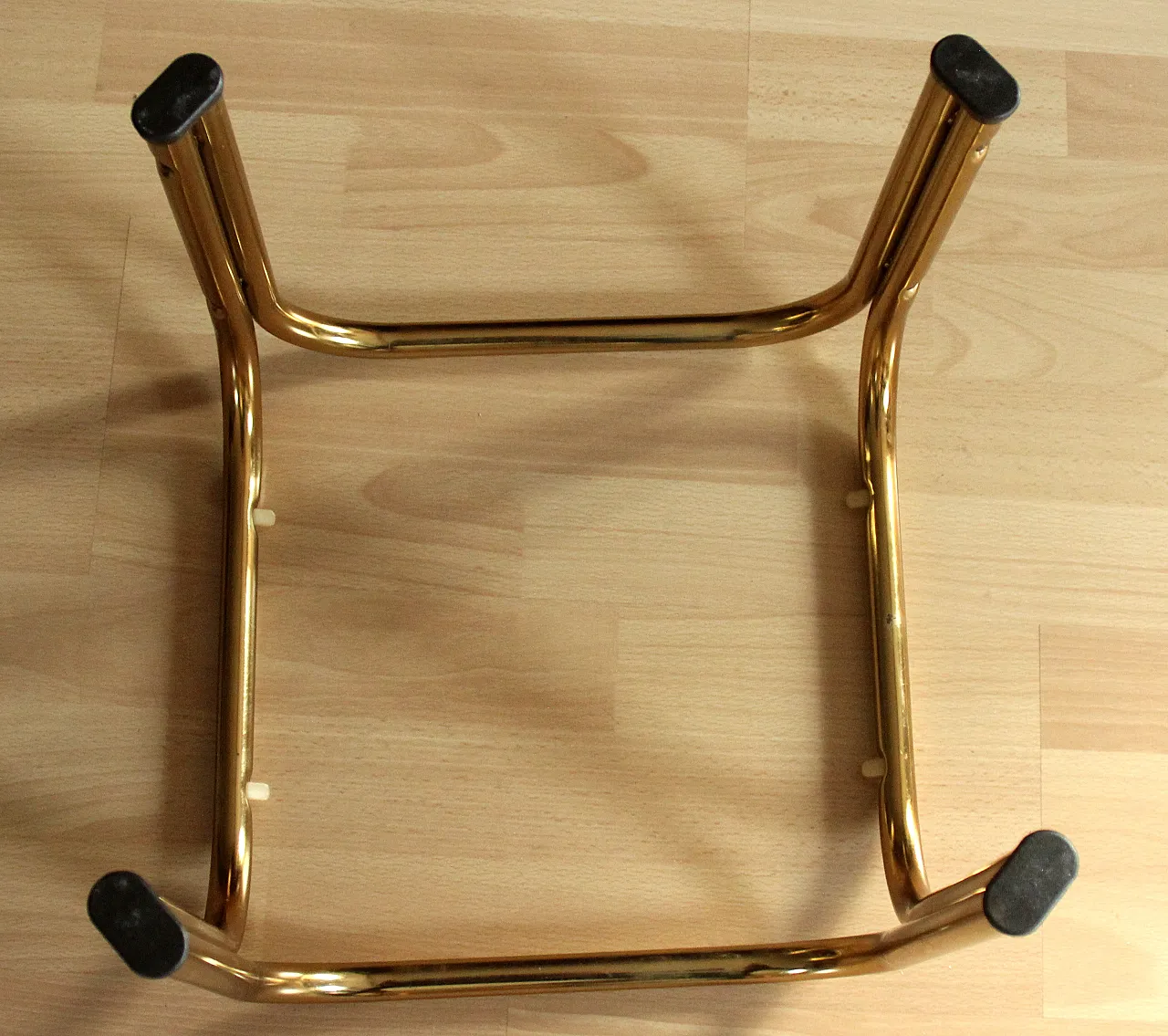 Brass side table plant stand with a smoked glass plate, 70s 11