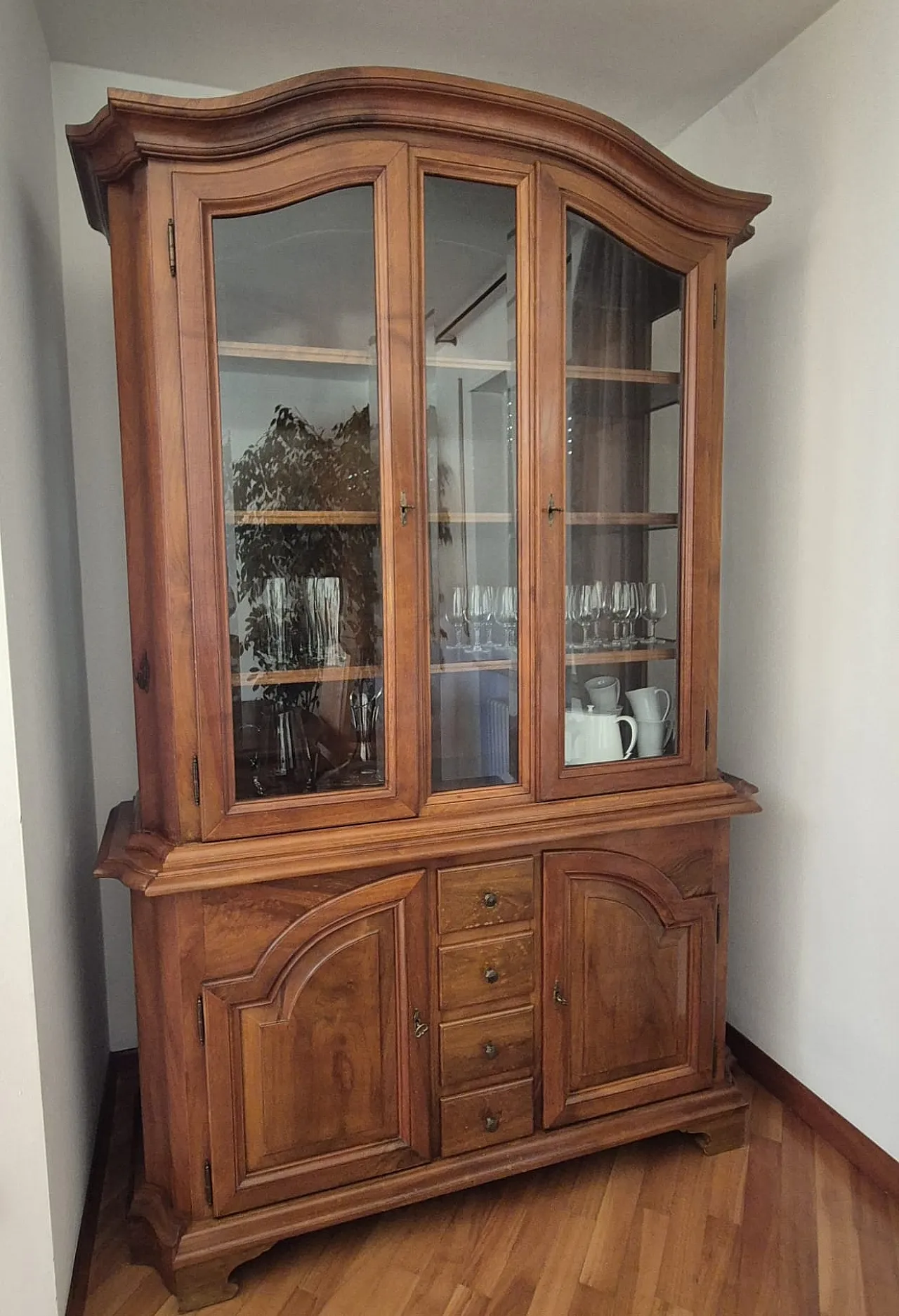 Toaldo glassware in solid walnut with ground crystals, 2000s 3