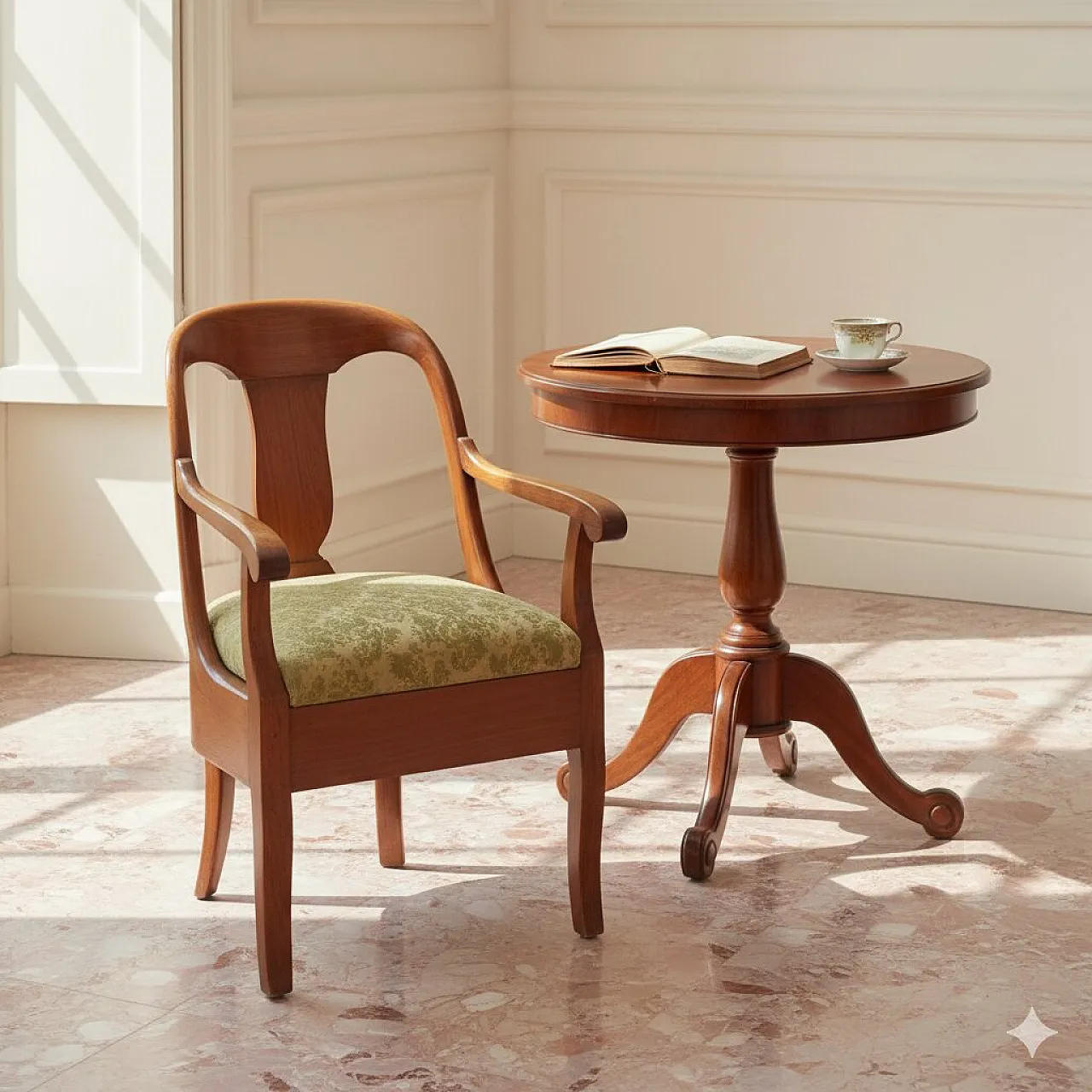 Poltrona Carlo X in noce, metà '800 2