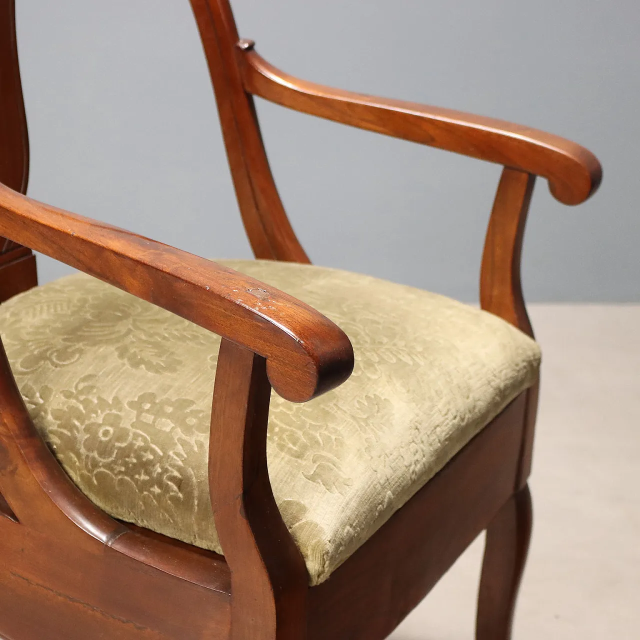 Poltrona Carlo X in noce, metà '800 5