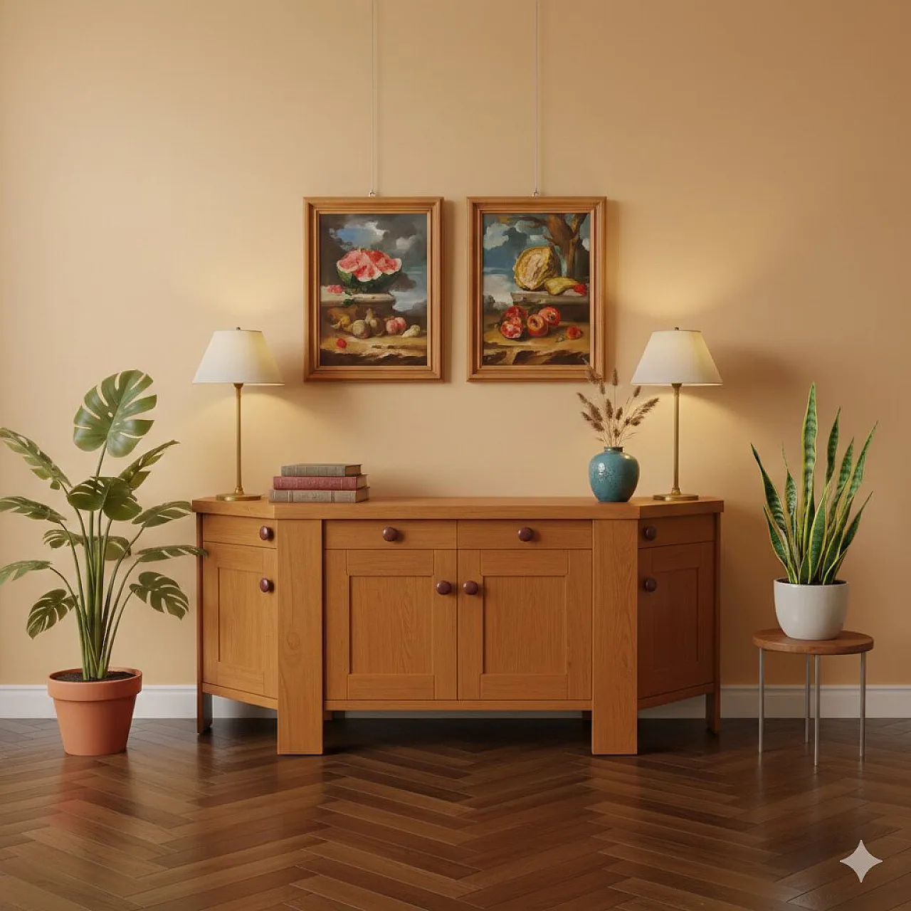 Walnut veneered sideboard with drawers, 20th century 2