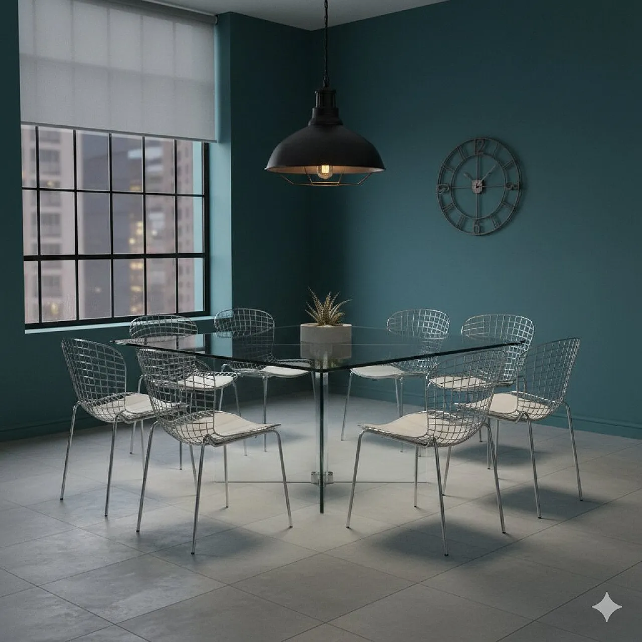 10 Chunky metal chairs with original cushions, 20th century 2