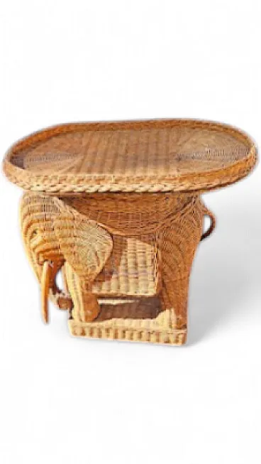 Tavolino da caffè in vimini, anni '60