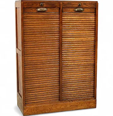 Filing cabinet with oak archive filing shutter, early 1900s