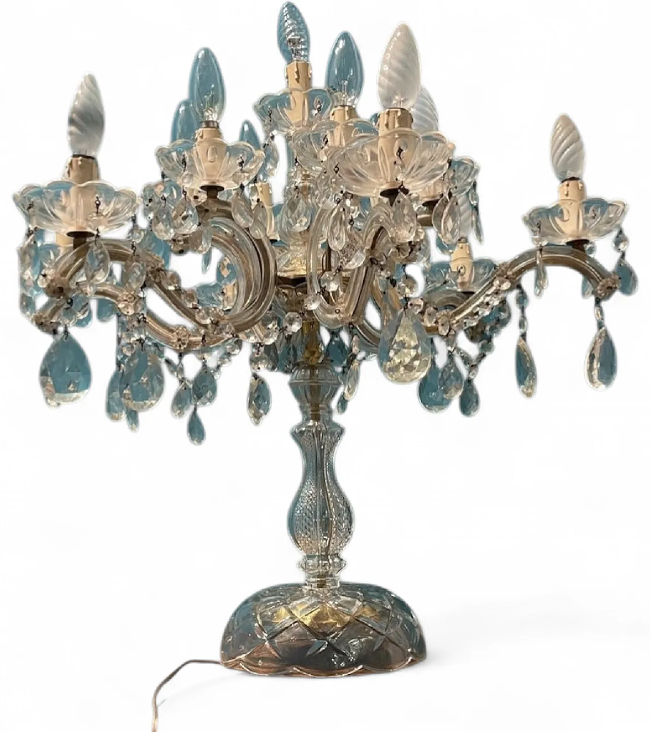 Large crystal candelabra table lamp, 1960s 13