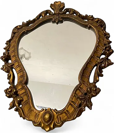 Vintage carved wooden mirror, 1950s