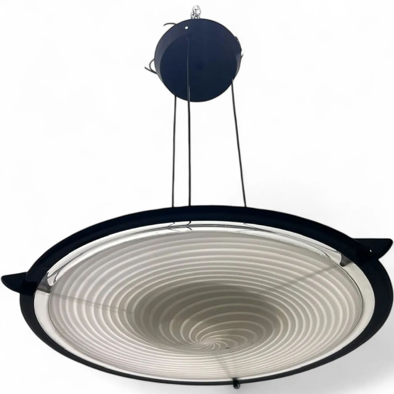 Black and white Murano glass pendant lamp by Paolo Venini, 1980s 13