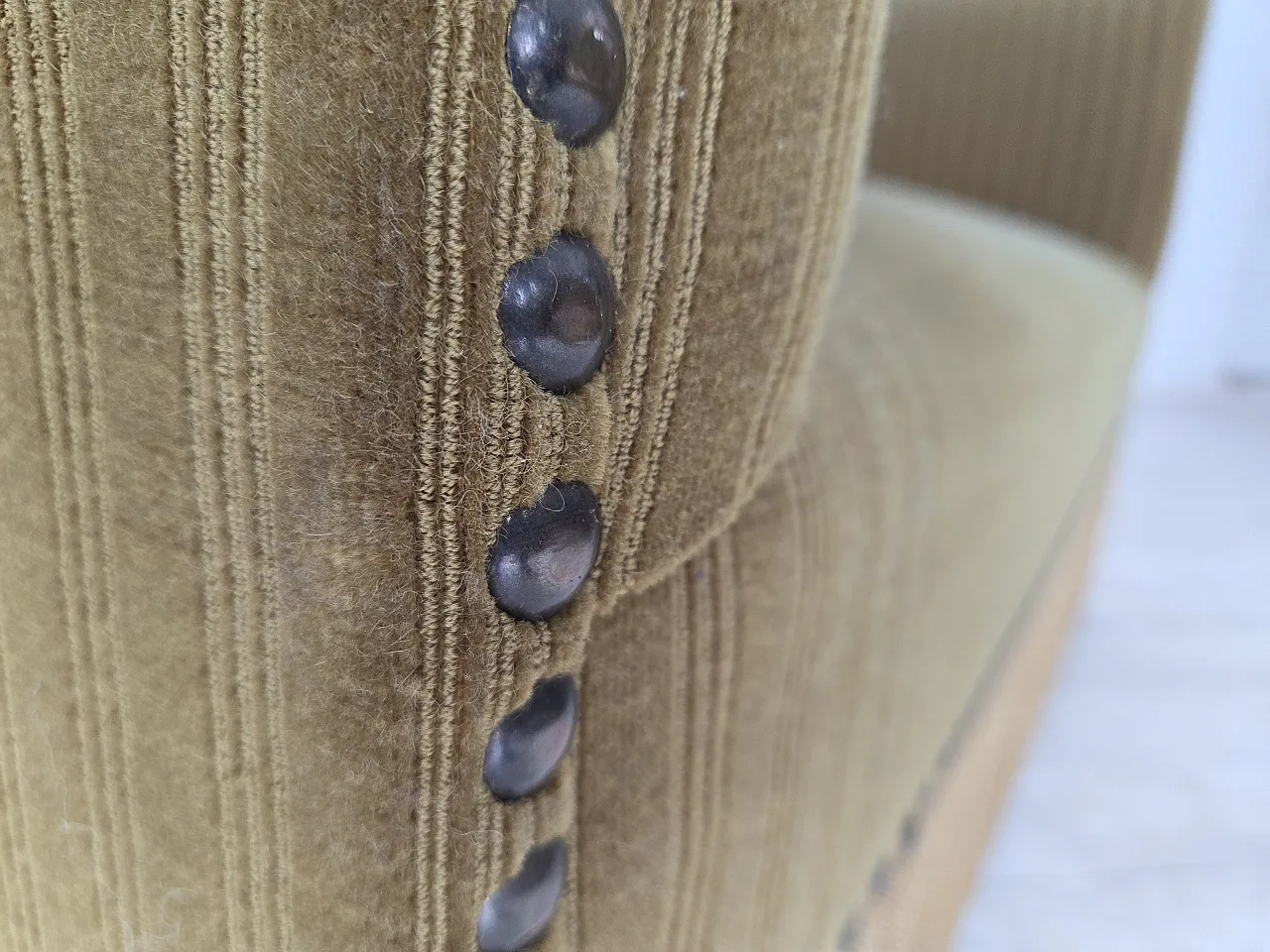 Danish 2-seater sofa, green furniture velour, 1970s 5