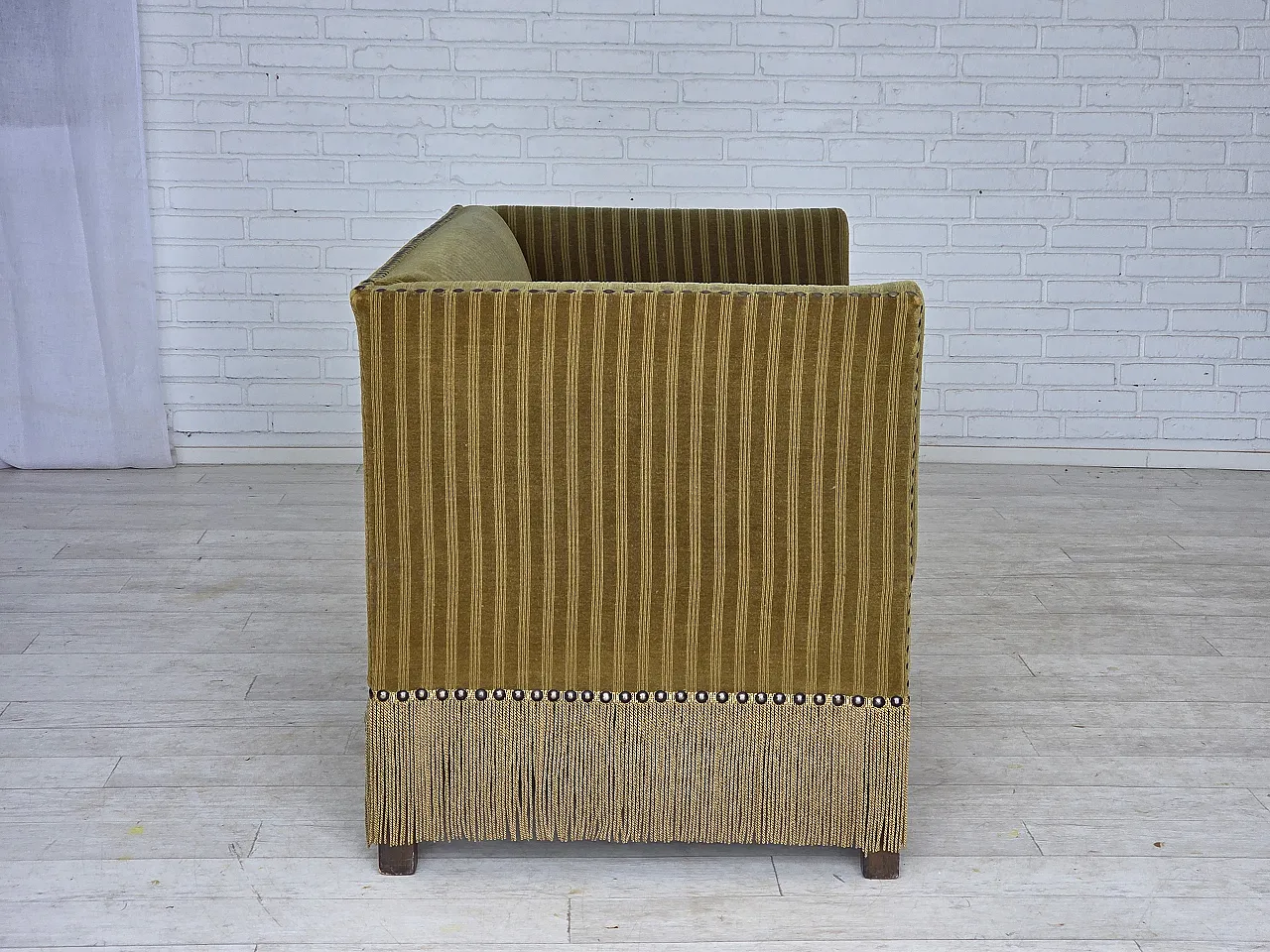 Danish 2-seater sofa, green furniture velour, 1970s 6