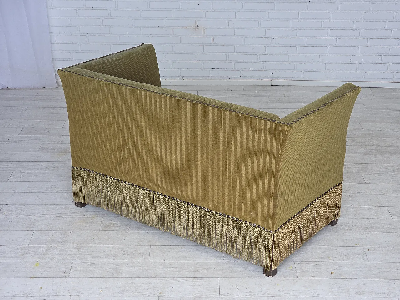 Danish 2-seater sofa, green furniture velour, 1970s 8