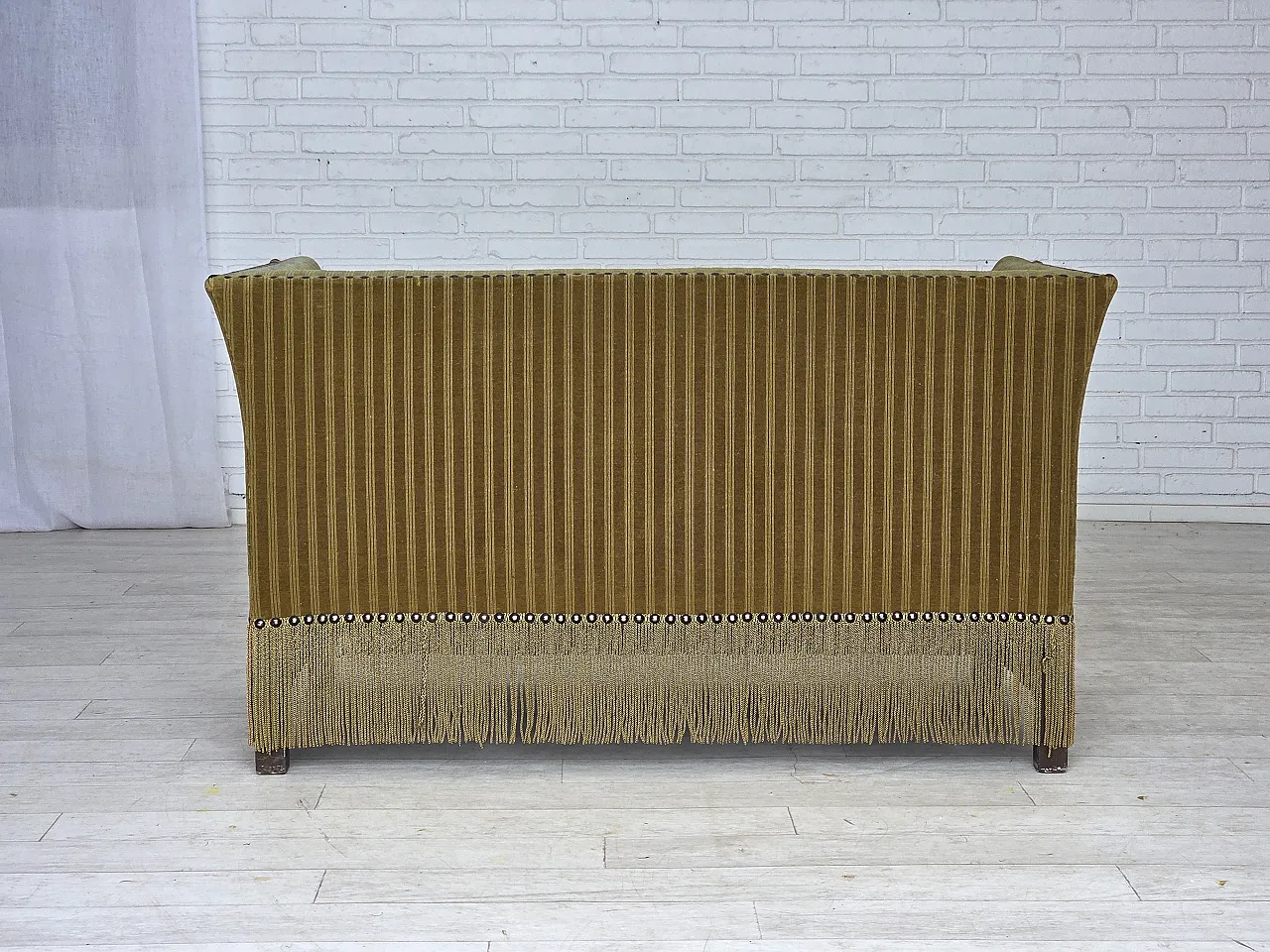 Danish 2-seater sofa, green furniture velour, 1970s 10