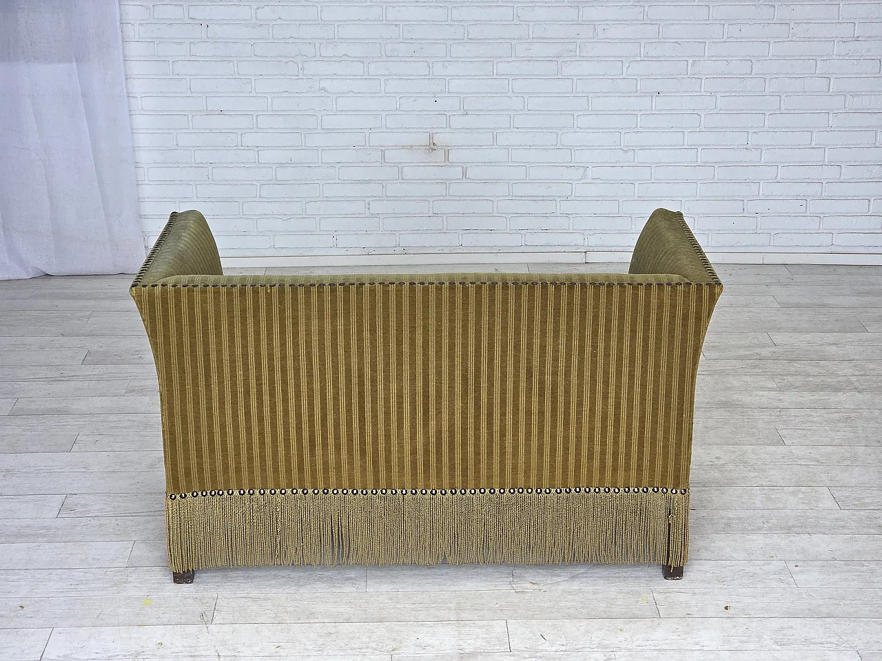 Danish 2-seater sofa, green furniture velour, 1970s 11