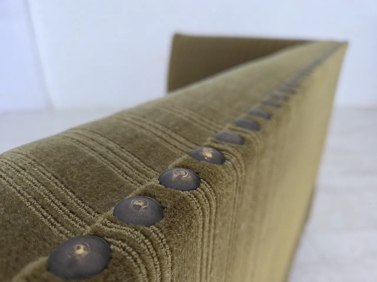 Danish 2-seater sofa, green furniture velour, 1970s 13