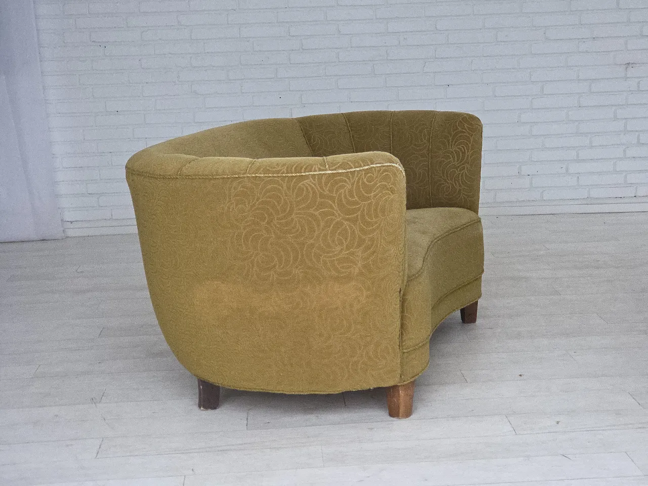 Danish 2-seater Banana sofa velour, beech wood, 1960s 8