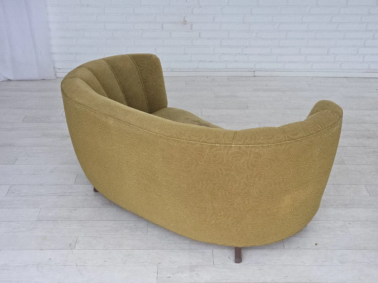 Danish 2-seater Banana sofa velour, beech wood, 1960s 11