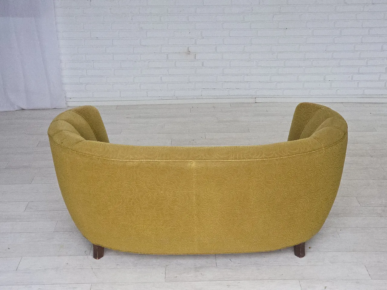 Danish 2-seater Banana sofa velour, beech wood, 1960s 12