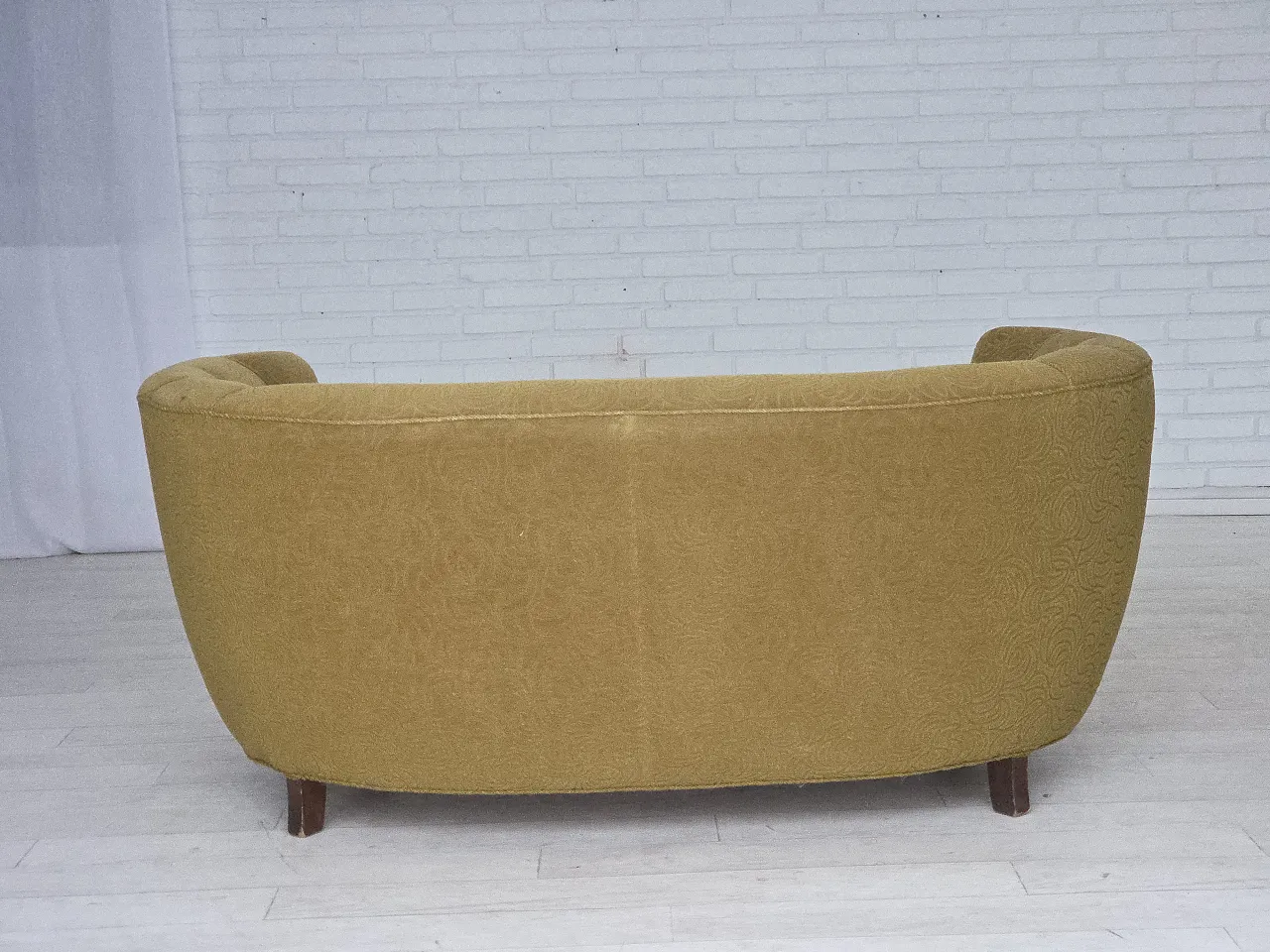 Danish 2-seater Banana sofa velour, beech wood, 1960s 13