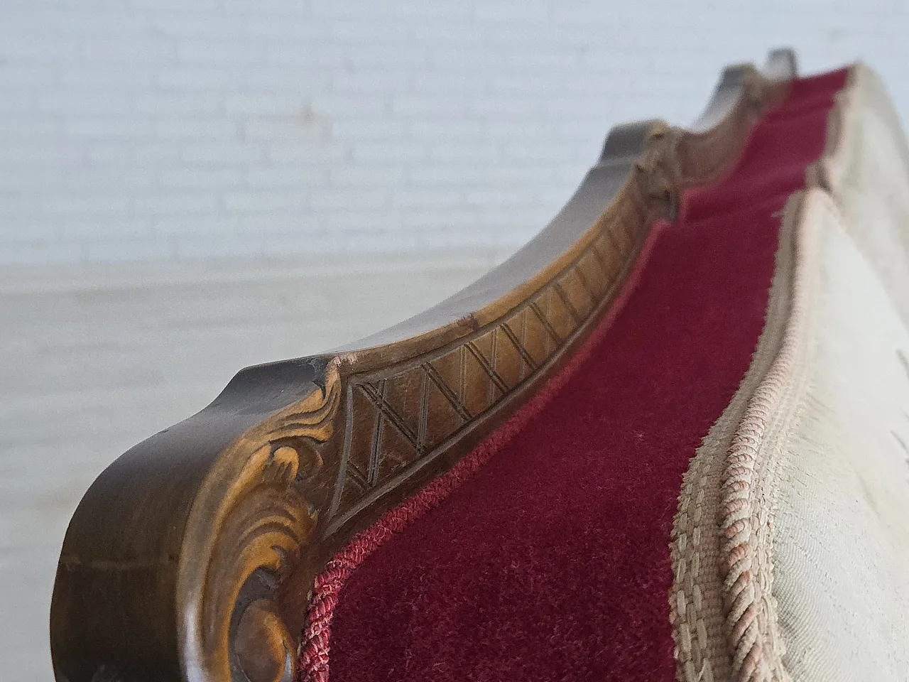 Danish 3-seater sofa, red velour, mesh, 1930s 8