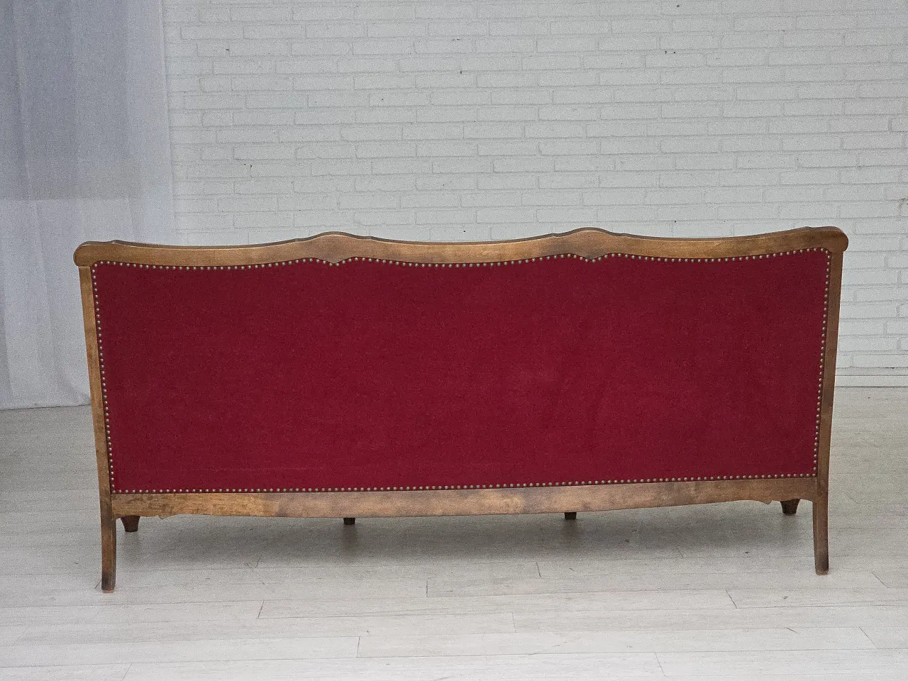 Danish 3-seater sofa, red velour, mesh, 1930s 15