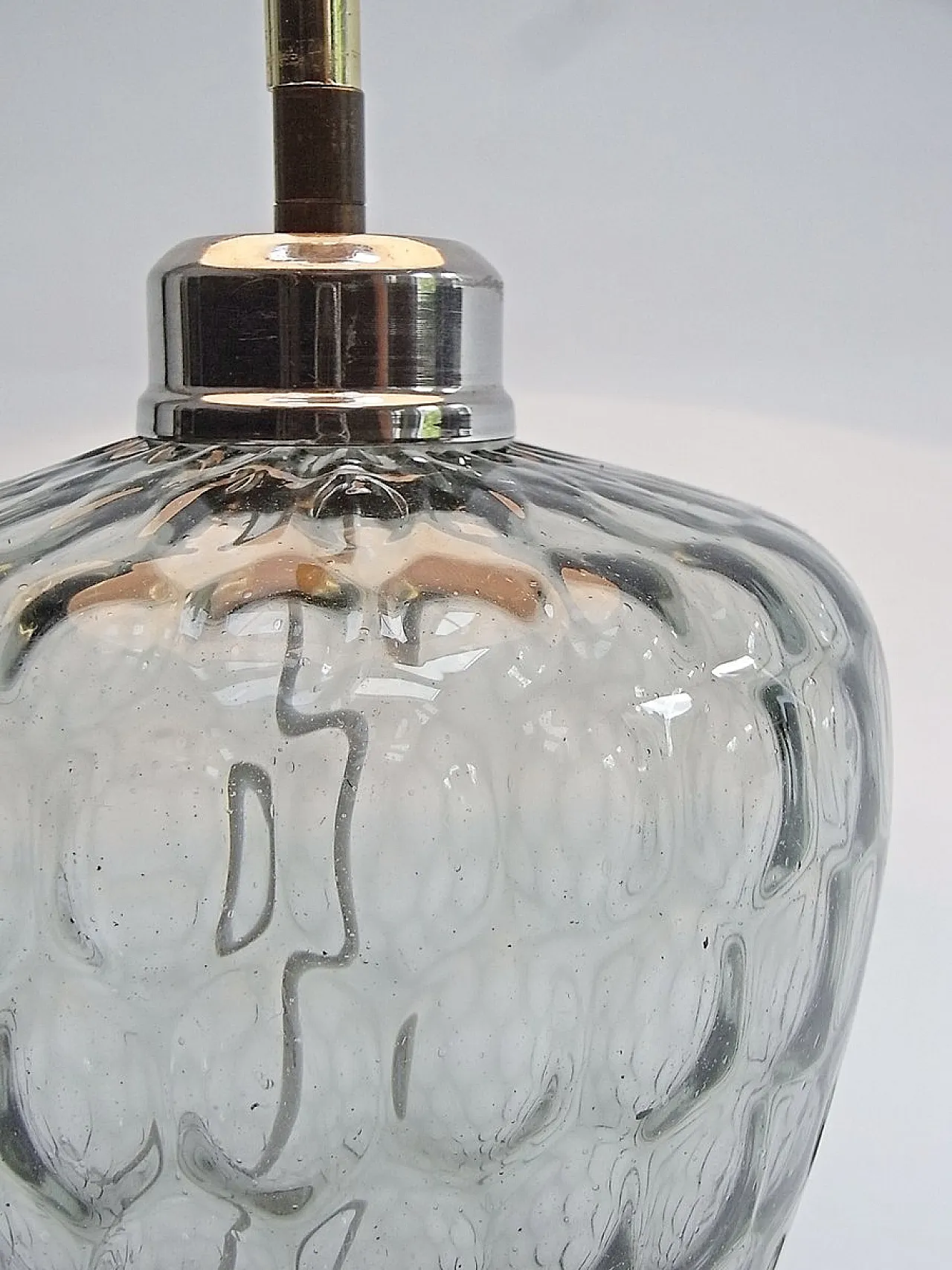 Lampada da tavolo Romana in vetro fumé e cotone, anni '70 2